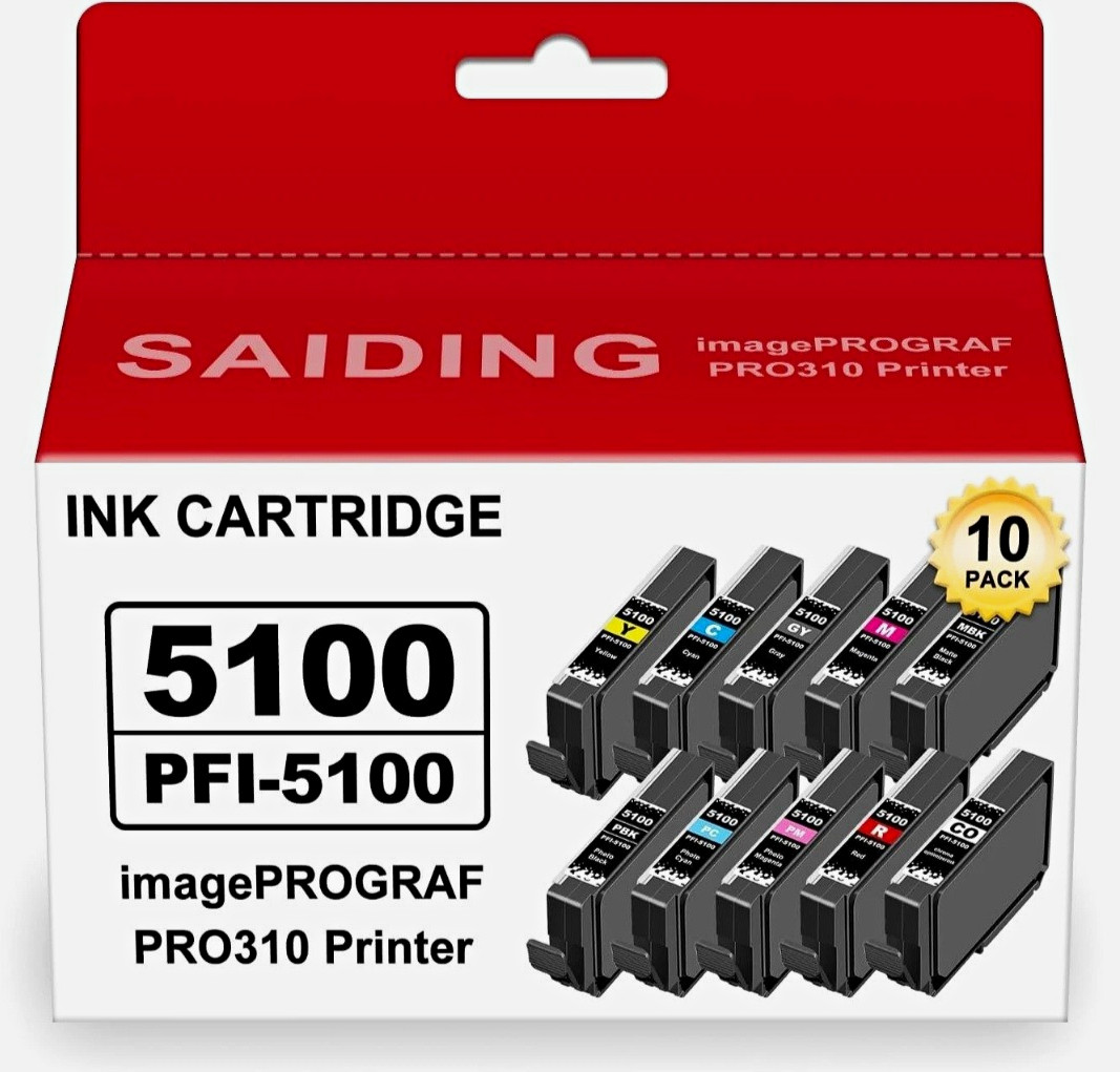 SAIDING PFI-5100 Ink Cartridge 10 Pack Compatible for Canon imagePROGRAF PRO-310