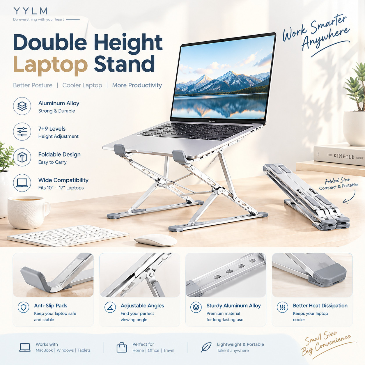 4-in-1 Adjustable Laptop Stand for Any Setup