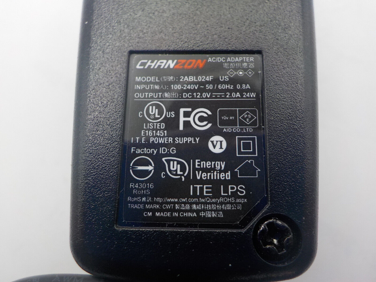 Chanzon 12V 2A UL Listed 24W AC DC Switching Power Supply Adapter BLACK 