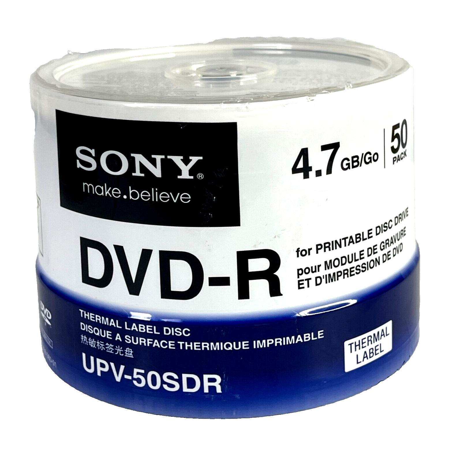 Sony DVD-R UPV-50SDR Japan Printable Thermal Blank Media 4.7 GB 50pc Spindle
