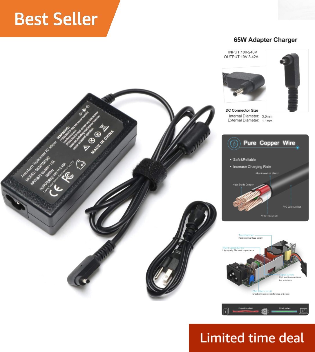 Compact 65W Fast Charger for Acer Aspire Series - Reliable Power for Your Laptop
