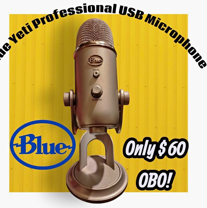 Blue Yeti USB Condenser Microphone w/ Stand, Mute Button, Silver