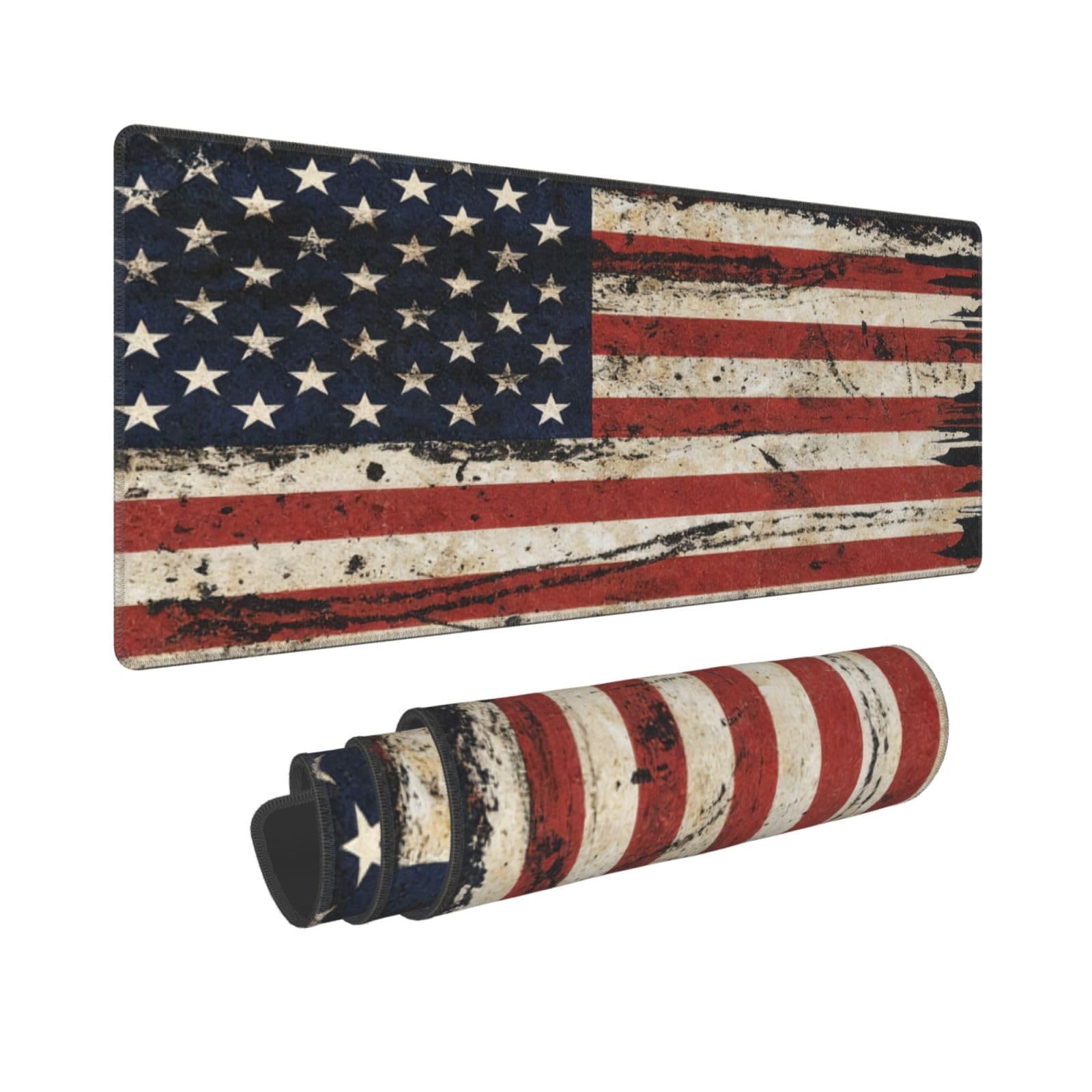 American Antique Flag Mouse Pad Large Gaming Mousepad, Long Big XL USA Flag D...