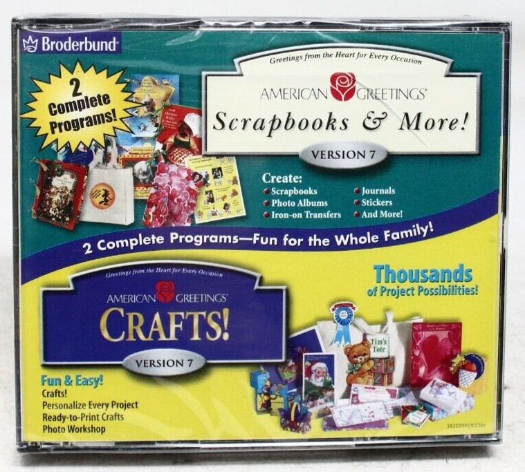 2 Programs - American Greetings (Crafts 7.0 and Scrapbooks & More 7.0) - NEW +