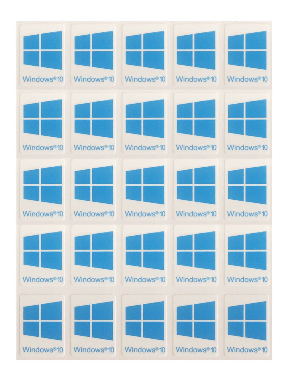 25 PCS Sticker for Window 10 Blue Badge Logo Decal Cyan Color 22mm x 16mm