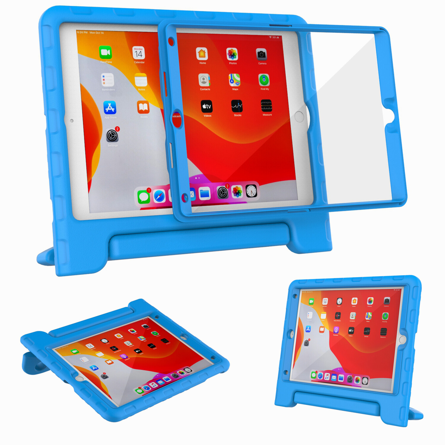 Built-in Screen Protector Kids iPad Case 10.2" 9th/8th/7th (Gen) 2021 Foam Cover