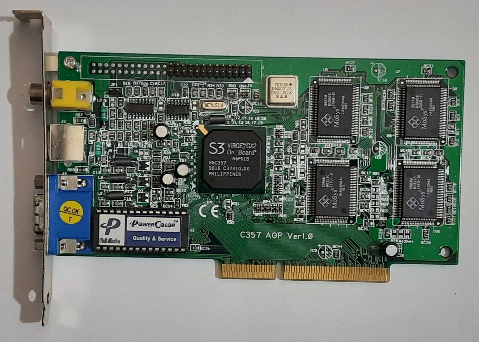 Powercolor C357 AGP Graphics Card (S3 ViRGE/GX2, 86C357, 4MB, Retro, 1998)