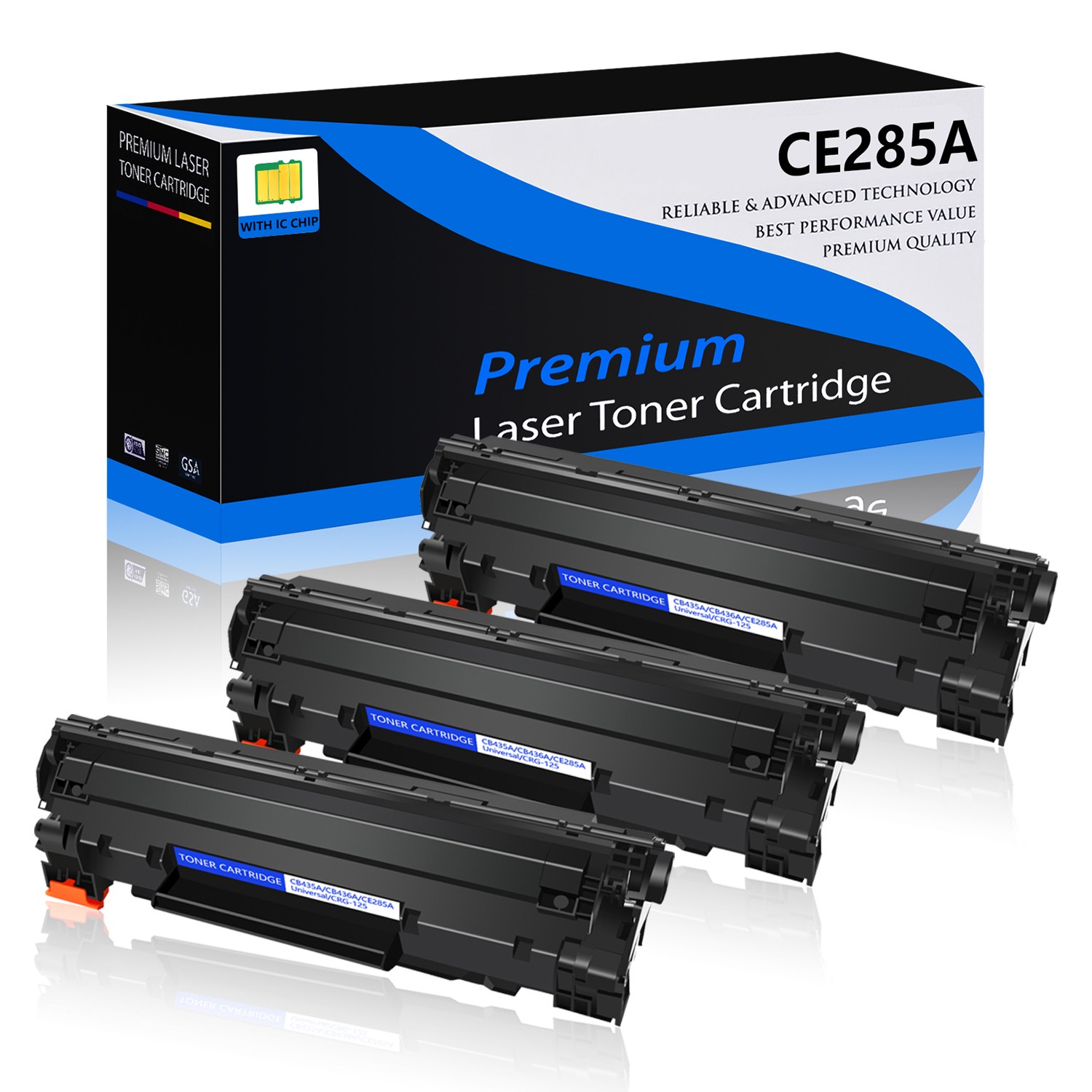 3PK CE285A Black Toner Cartridge for HP LaserJet Pro P1109W P1102 P1102w M1138