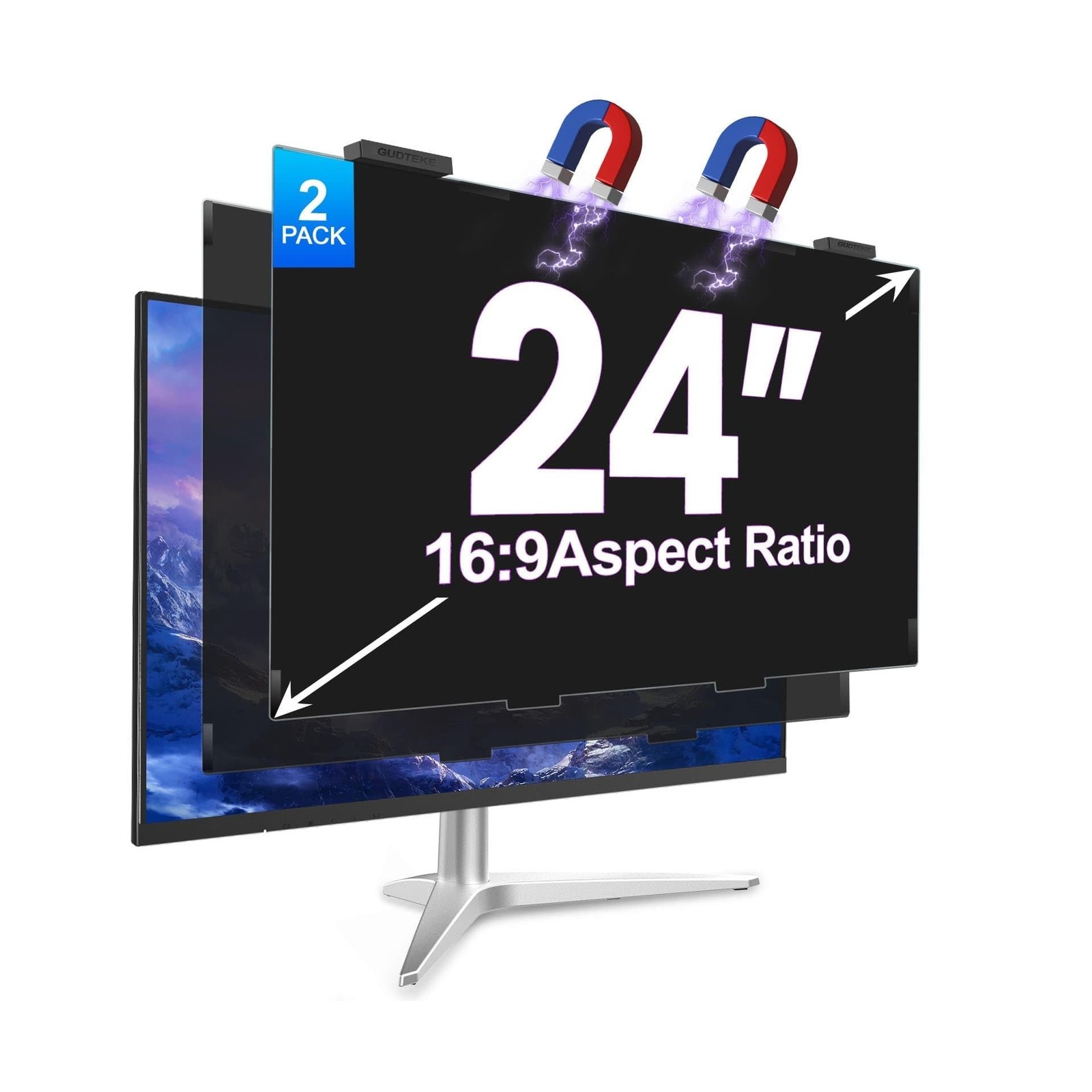 2Pack Magnetic 24 Inch Privacy Screen for Computer Monitor 16:9 Aspect Ratio,...