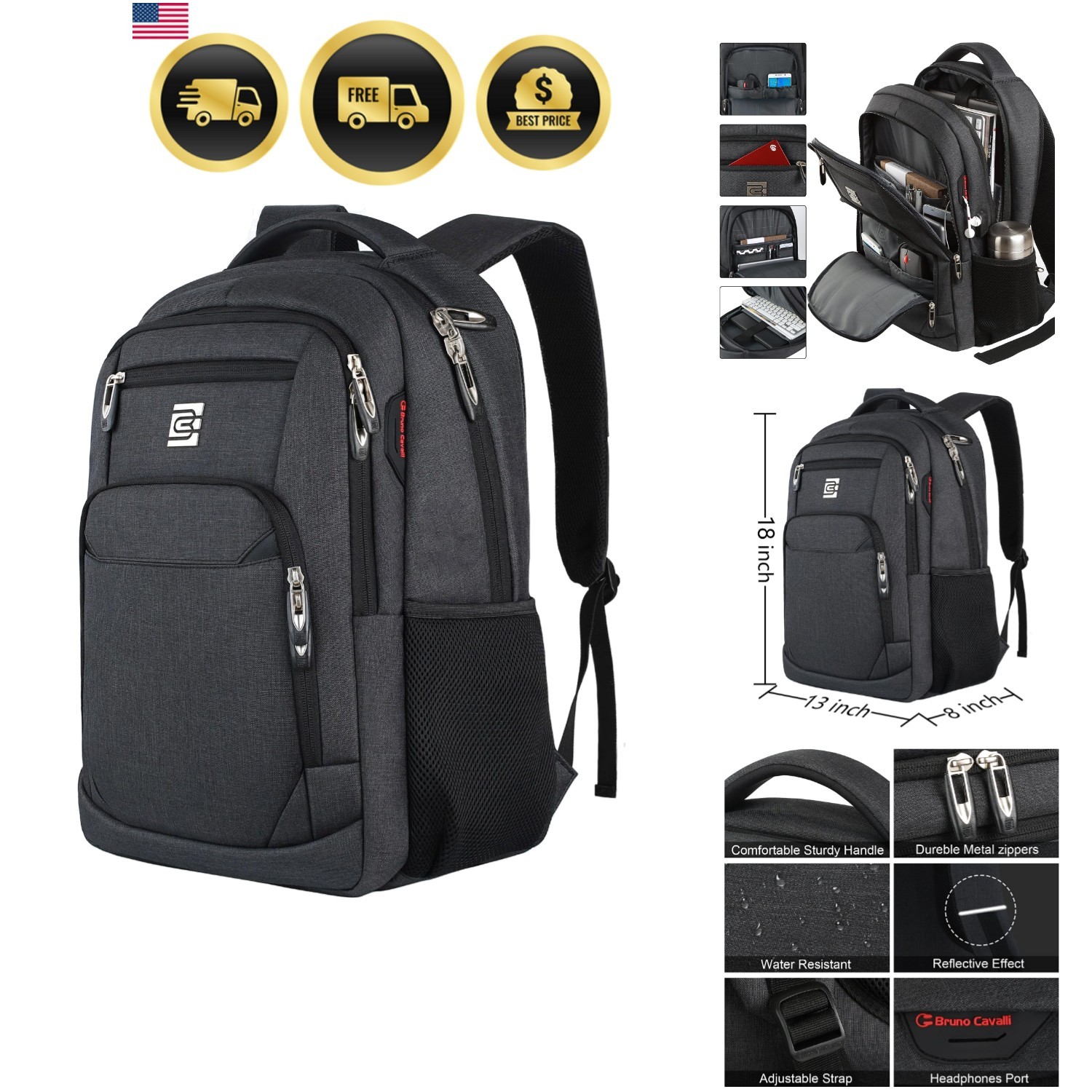 Laptop Backpack,Business Travel Anti Theft Slim Durable Laptops Backpack,Wate...
