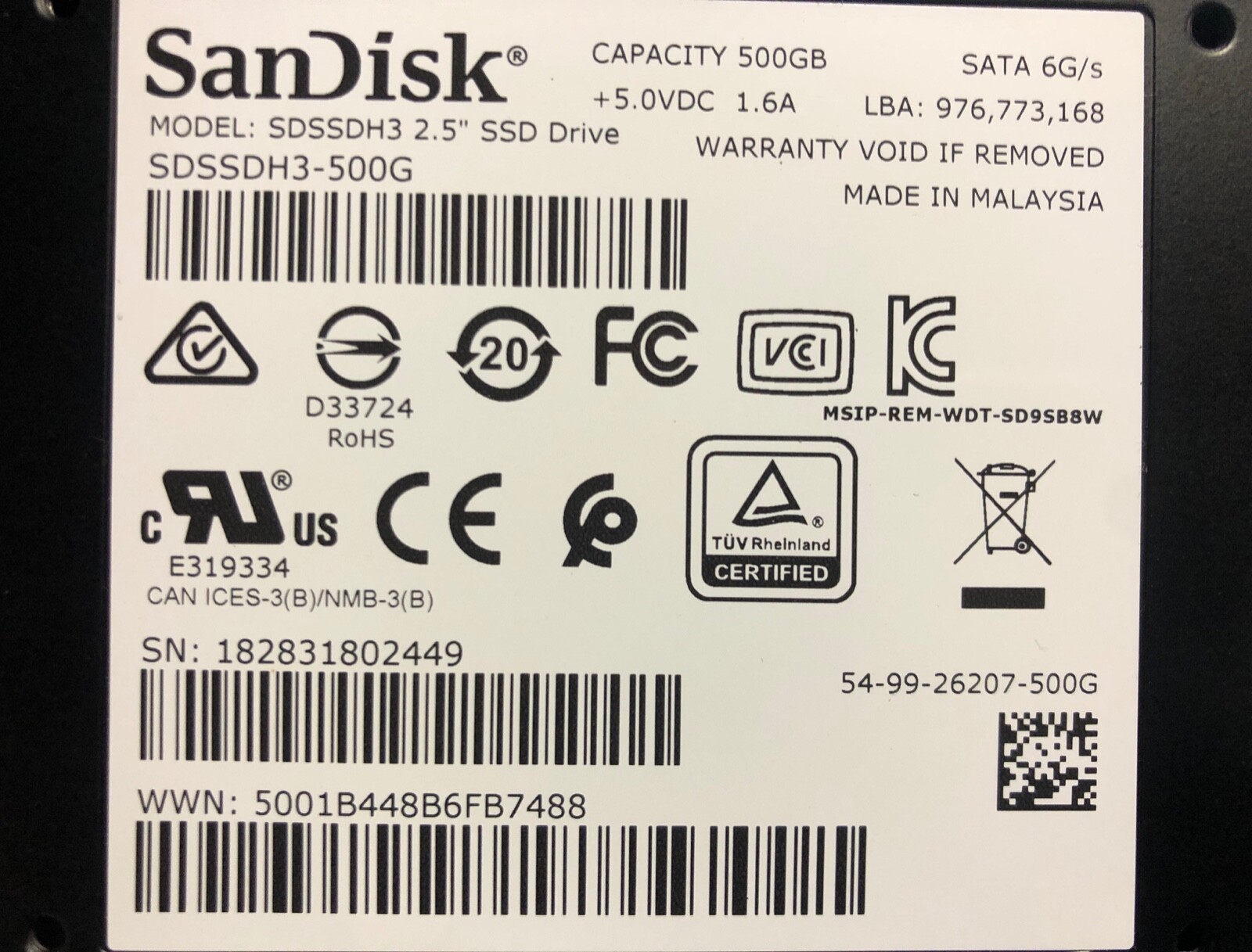 SanDisk SSD Ultra 3D NAND SATA3.0 2.5" Internal japan sdssdh3-500g For Atomos