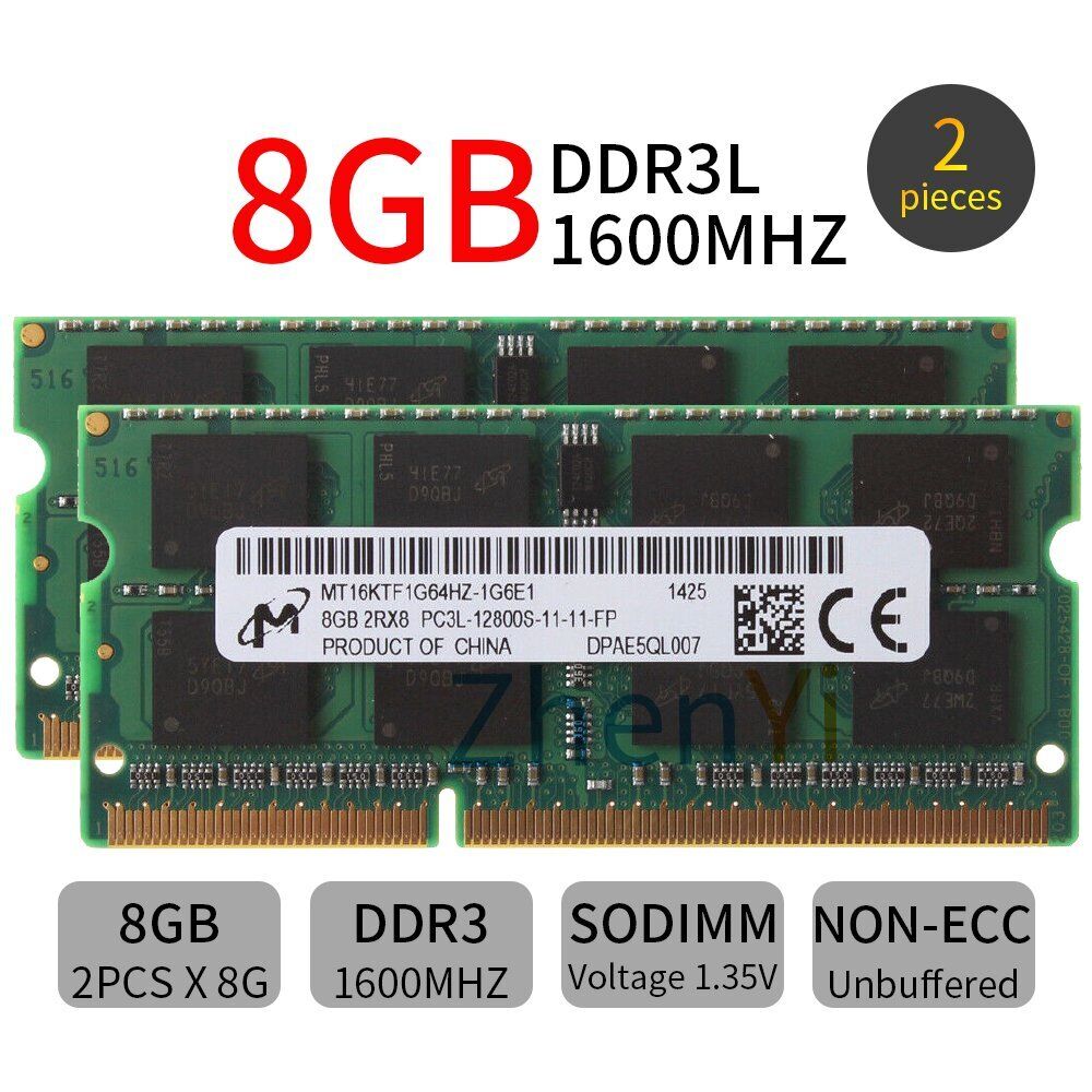 Micron 16GB 2x8GB 4GB 2GB PC3L-12800S DDR3L 1600MHz SODIMM Laptop Memory RAM LOT