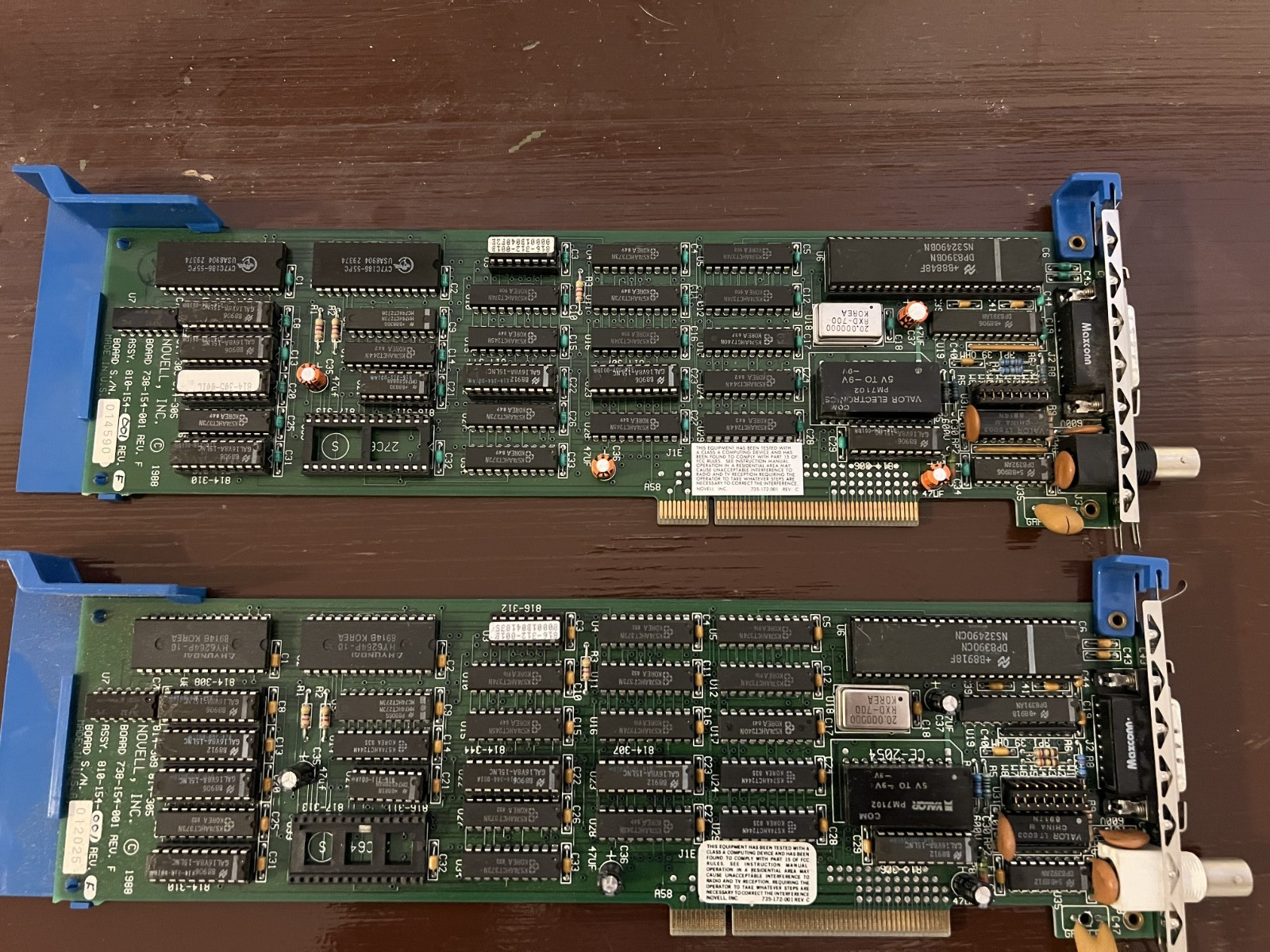 Two Vintage Novell NE/2 Micro Channel MCA Ethernet Network Cards