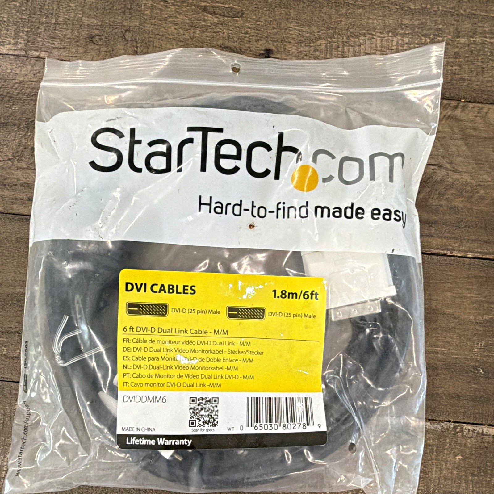 StarTech.com DVIDDMM6 DVI-D Dual Link Male to Male Cable 6ft Black