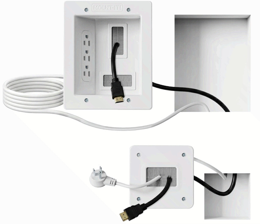 Mount It In Wall TV Cable Concealer Kit Recessed Power 9ft Cord