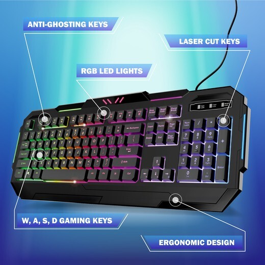 TikTok Bugha Exclusive Backlit RGB LED Gaming Keyboard with Function Keys for PC