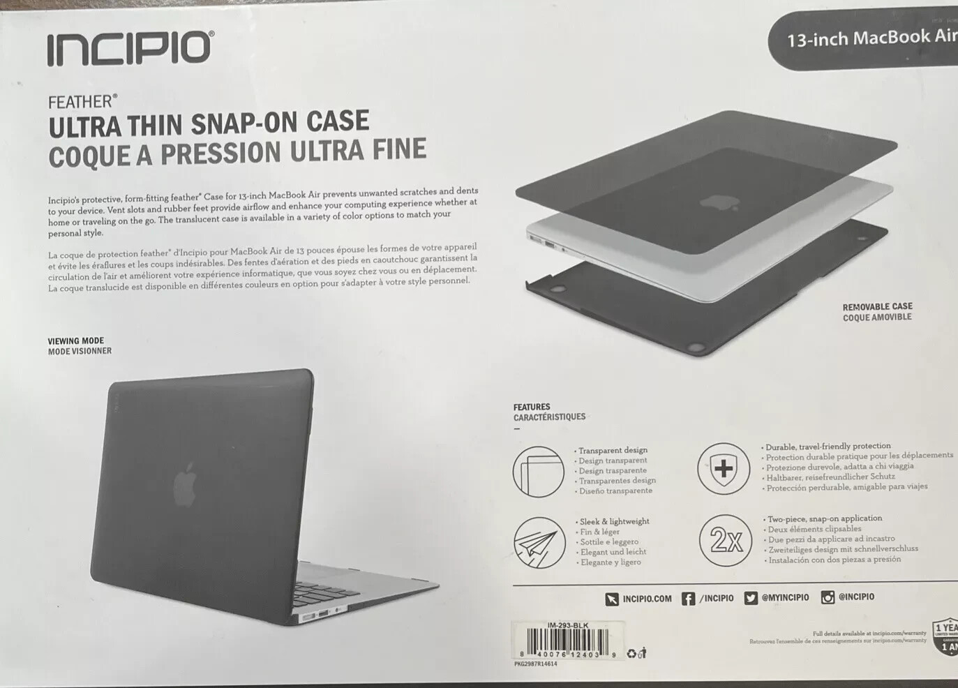 Incipio  13" MacBook Air Feather Ultra Thin Snap-On Case Black