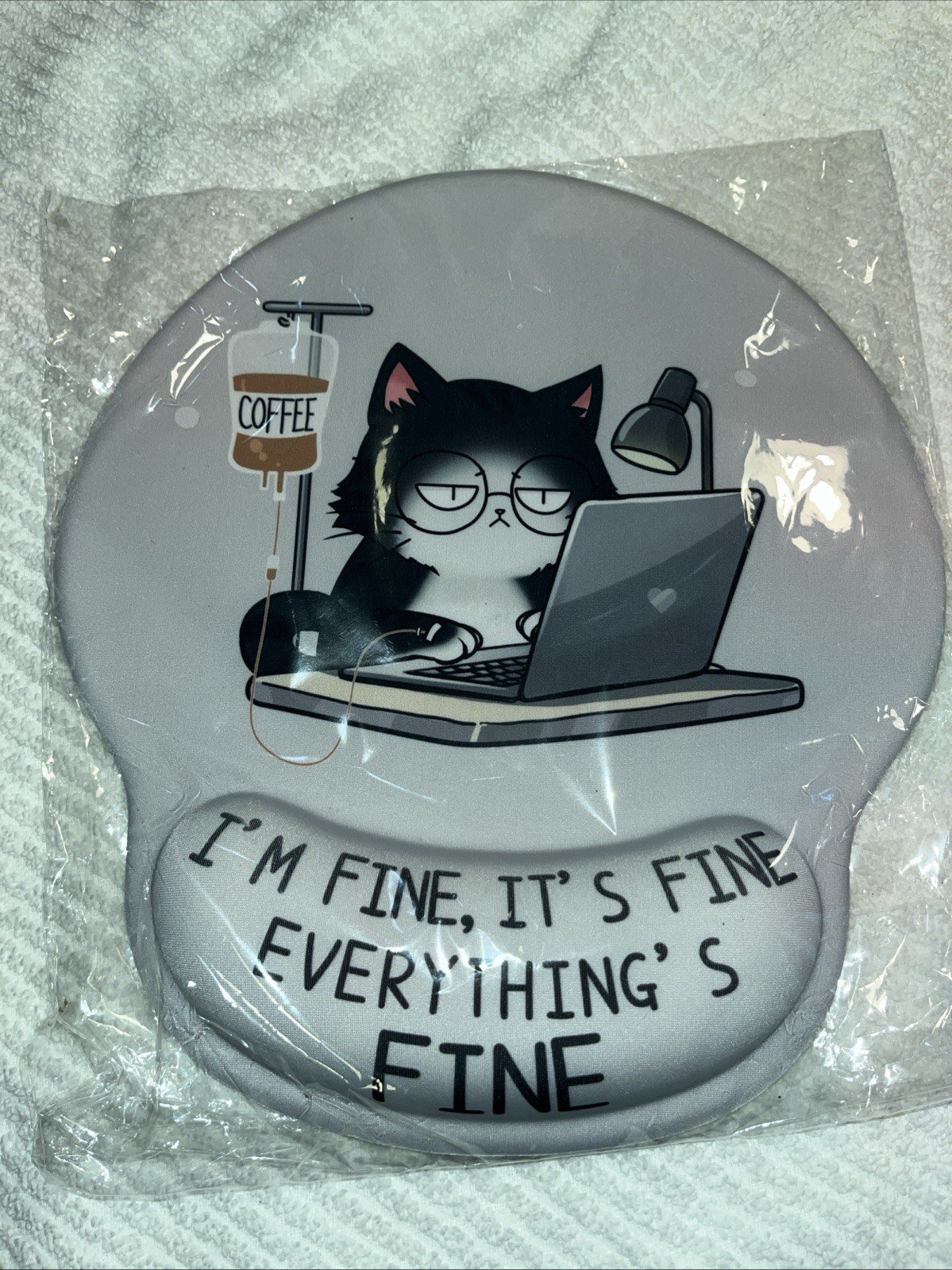 Cat Ergonomic Mouse Pad with Wrist Rest, Gaming Funny Coffee 