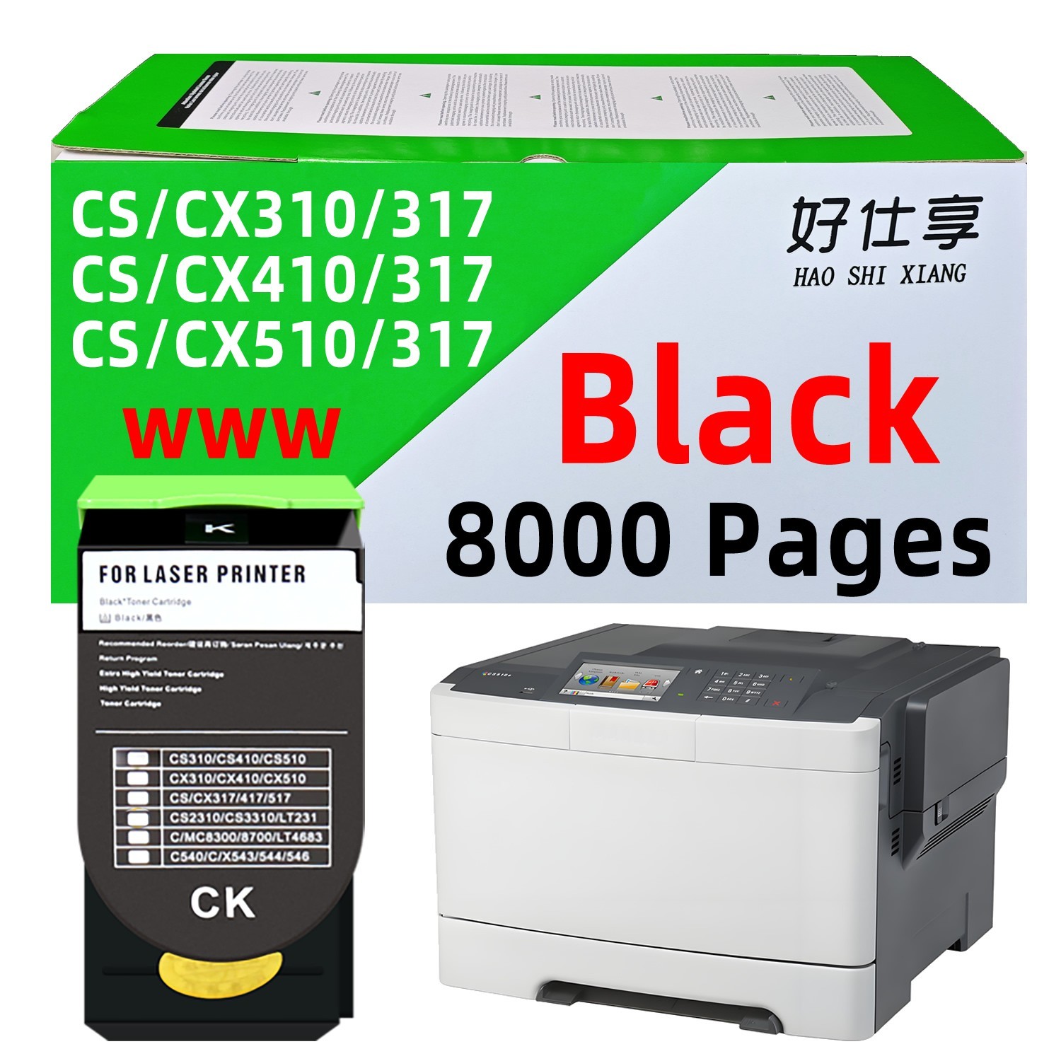 71B1XK0 Black Toner Cartridge Compatible for Lexmark CX317 CX417 CX517 CS317 417
