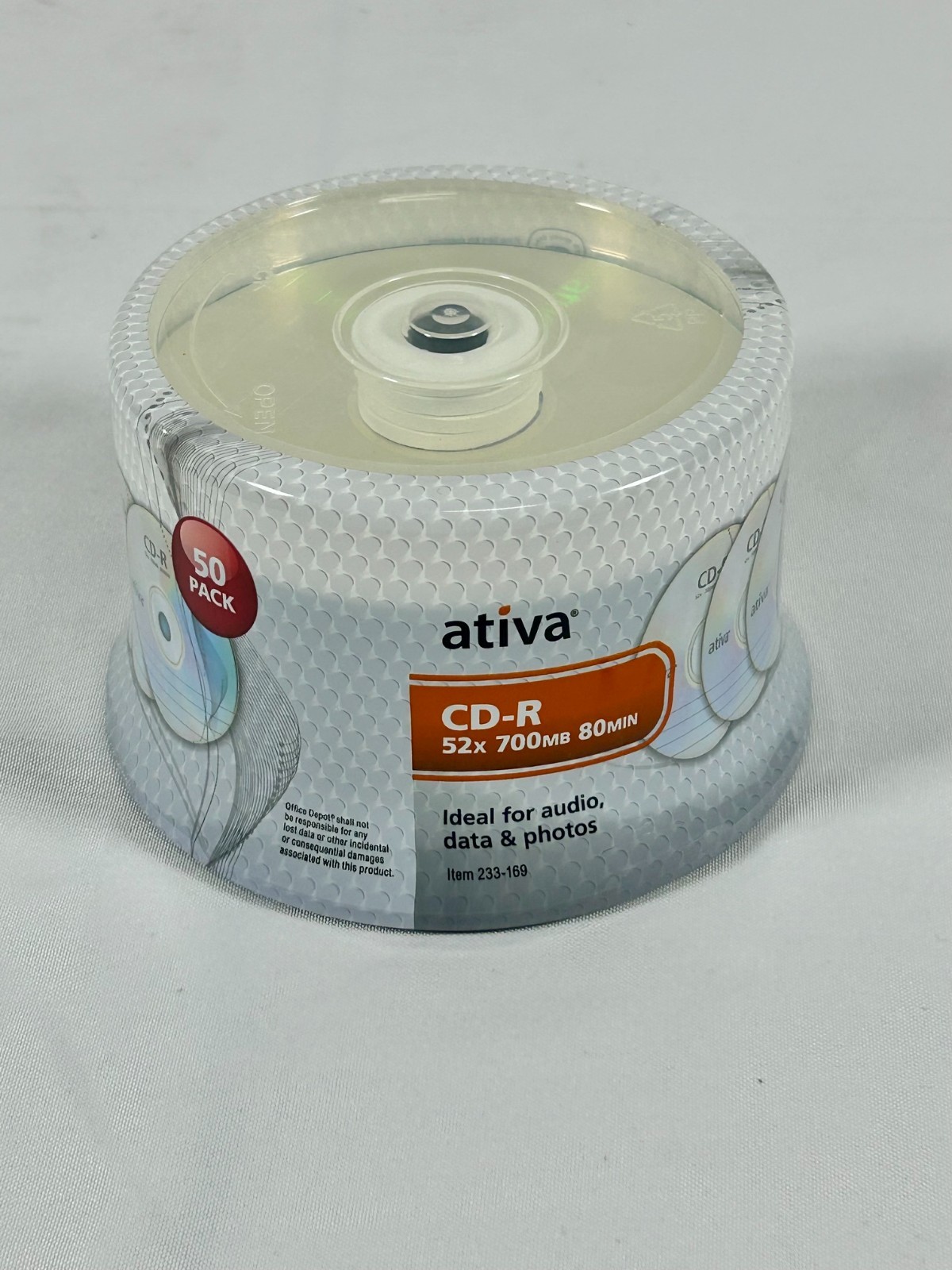 Ativa CD-R 52X 700MB 80 Min Blank Recordable Discs Spindle New Sealed