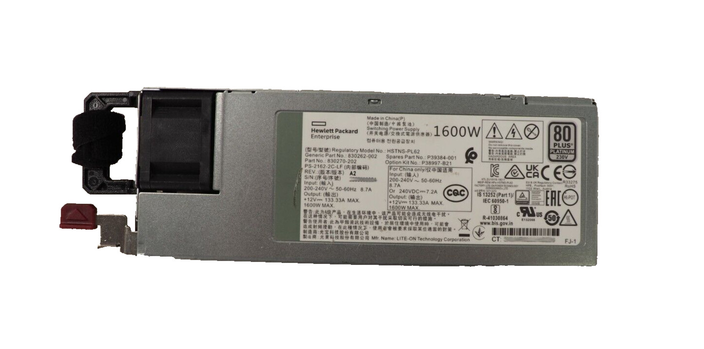 HPE P39384-001 830262-002 830270-202 P38997-B21 1600W Switching Power Supply PSU