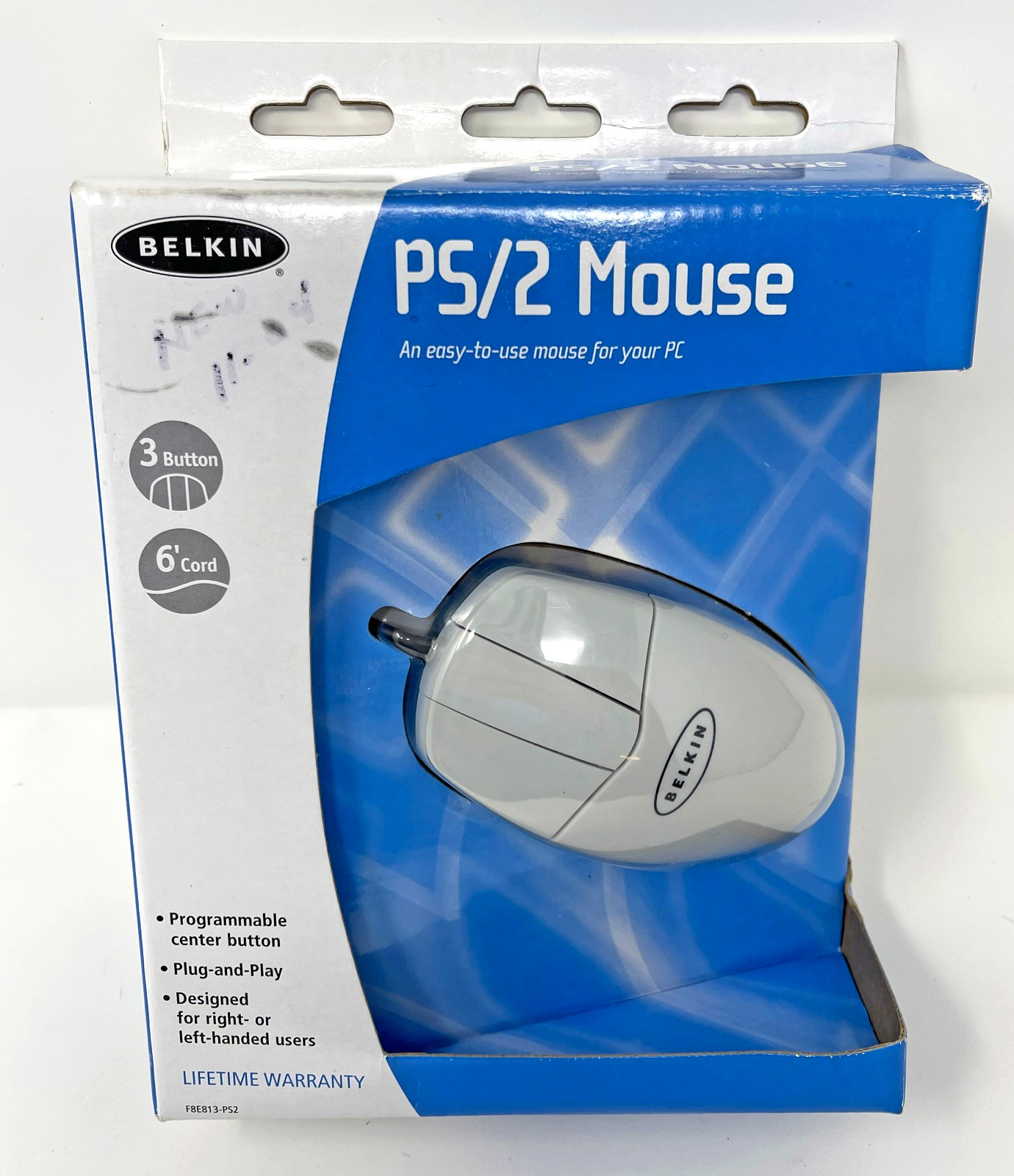 Belkin Computer Mouse 3 Button F8E813-PS2 White Open Box Vintage