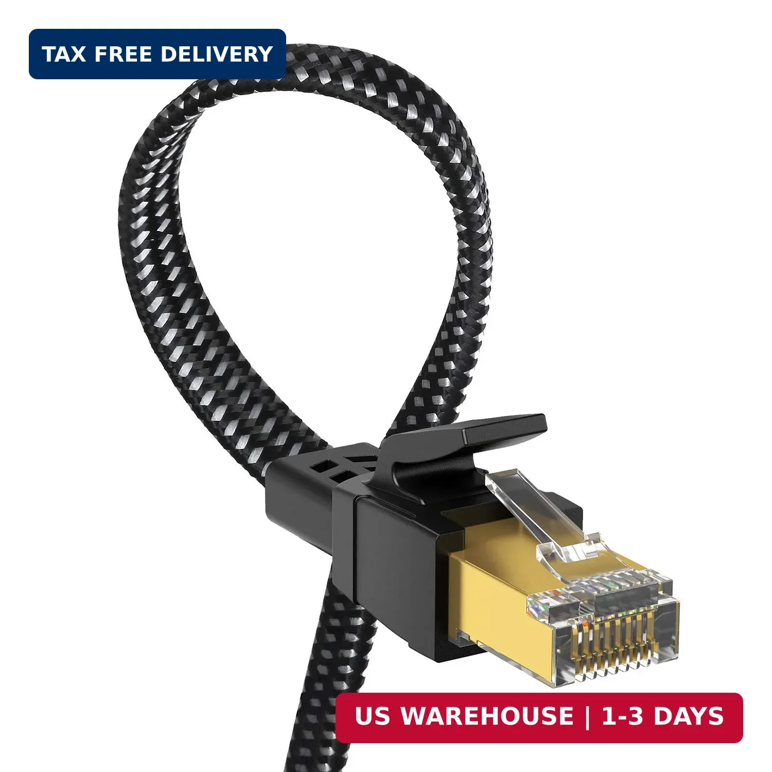Cat 8 Ethernet Cable 50 ft, Nylon Braided High Speed Heavy Duty Network LAN Patc