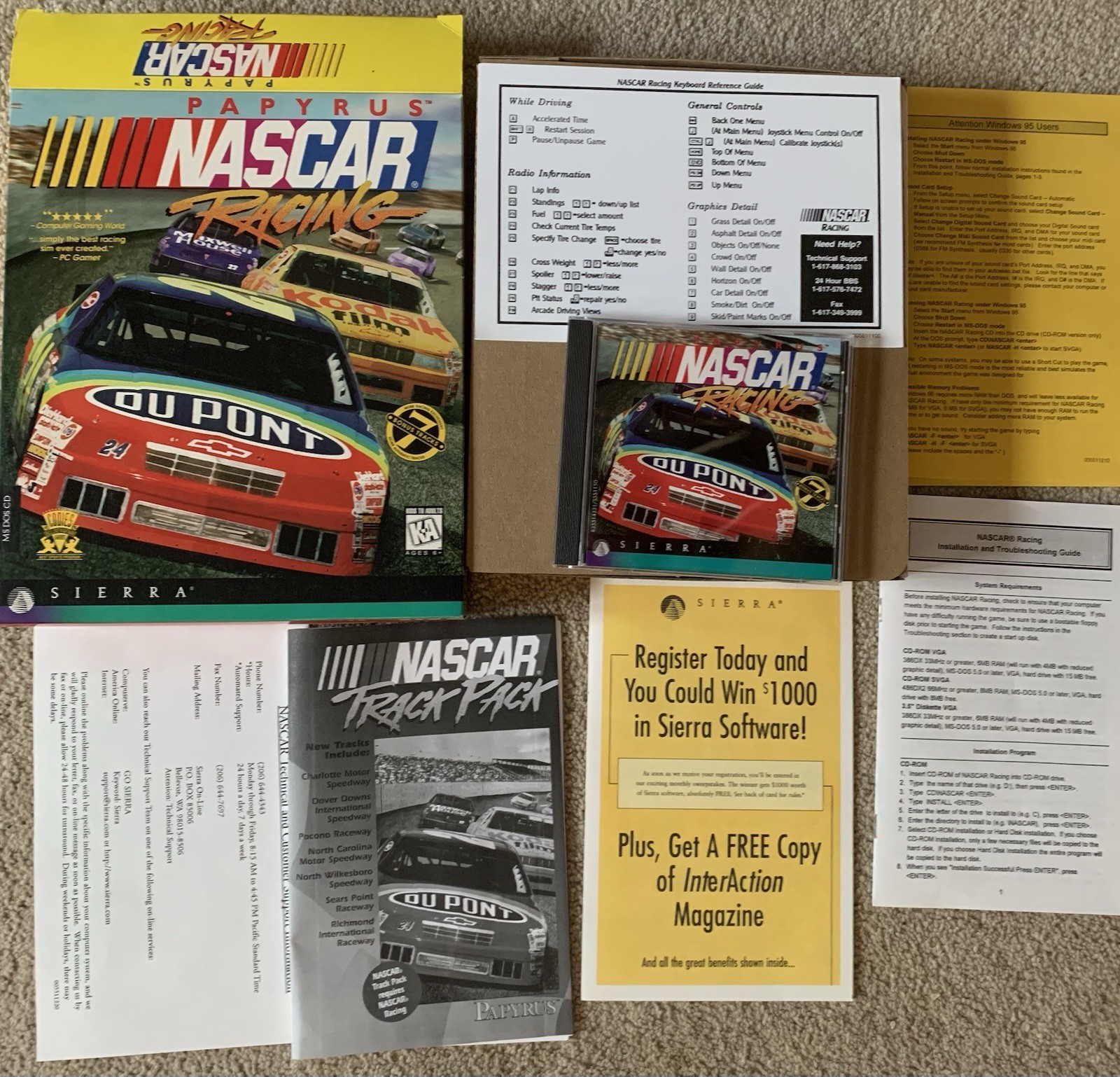 Sierra Papyrus Nascar Racing 1996 Computer Game MS DOS CD t2924