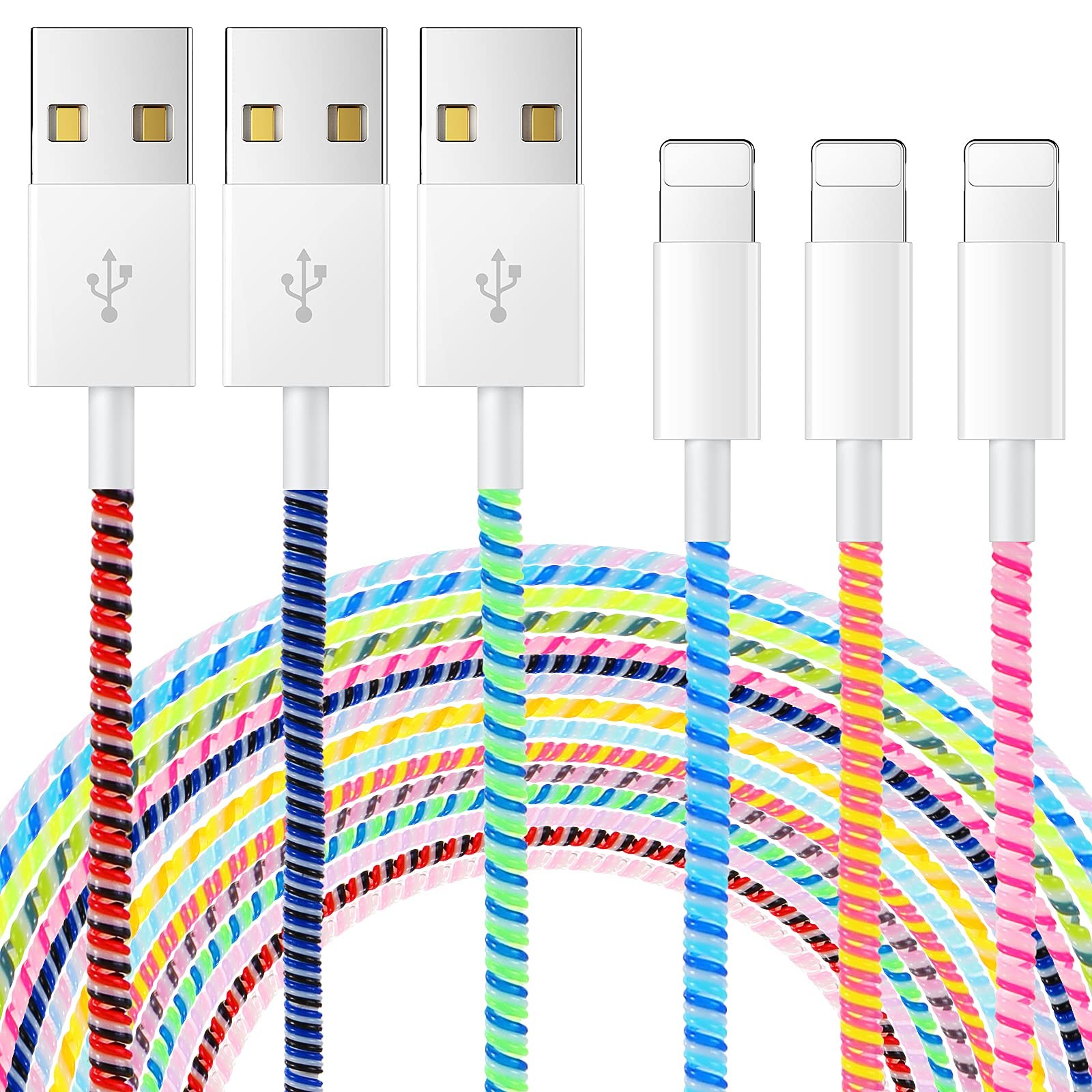15 Pcs Spiral Cable Protector Charger Headphone Cord Protector for Phone USB