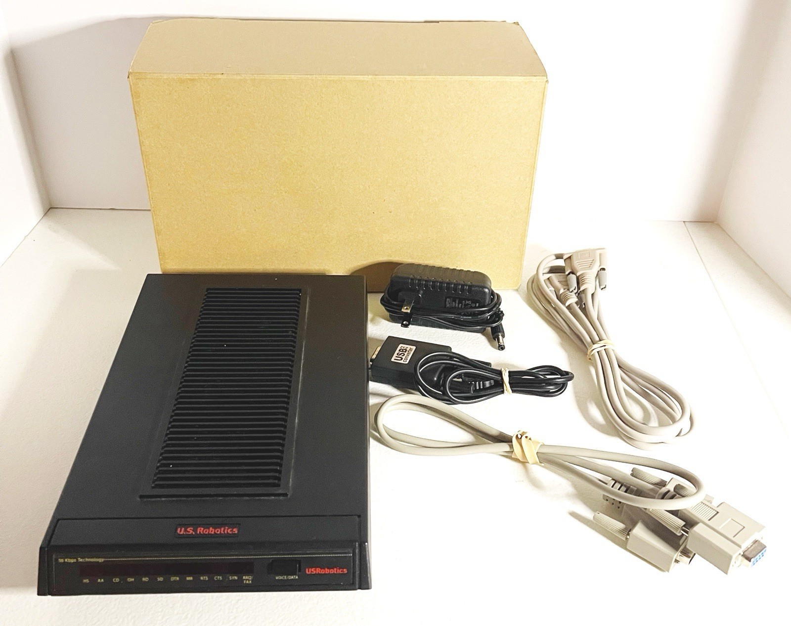 U.S. Robotics 56K Modem Base Unit Model 3453B W/ Accessory Cords VG