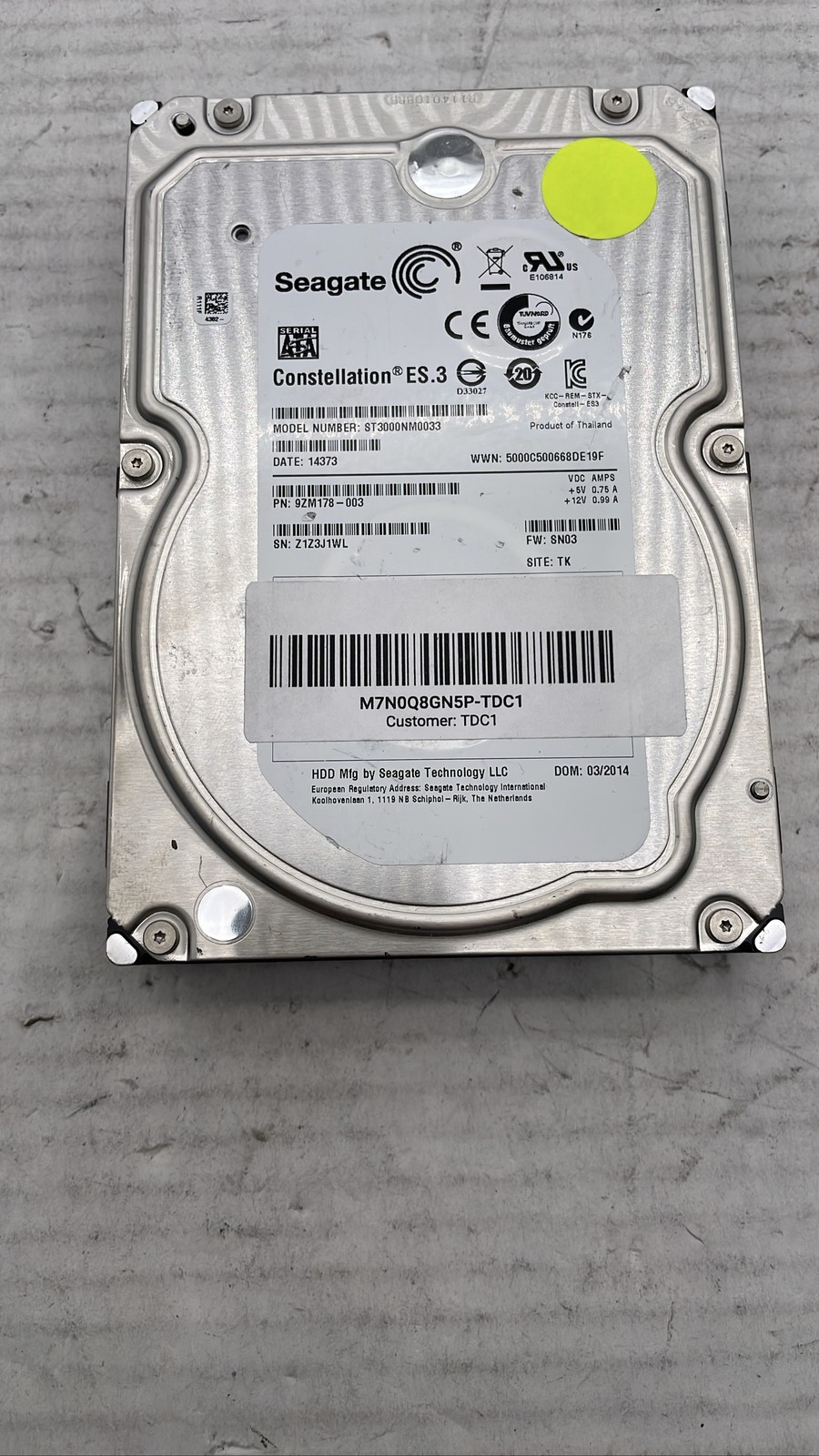 Seagate Constellation ES.3 ST3000NM0033 3TB Enterprise SATA 3.5" HDD