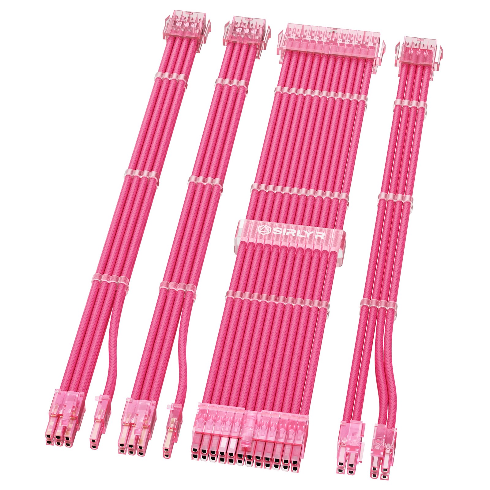 4 Pack Pink PSU Power Supply Cable Extension Mod Kit 24Pin ATX 8Pin EPS GPU