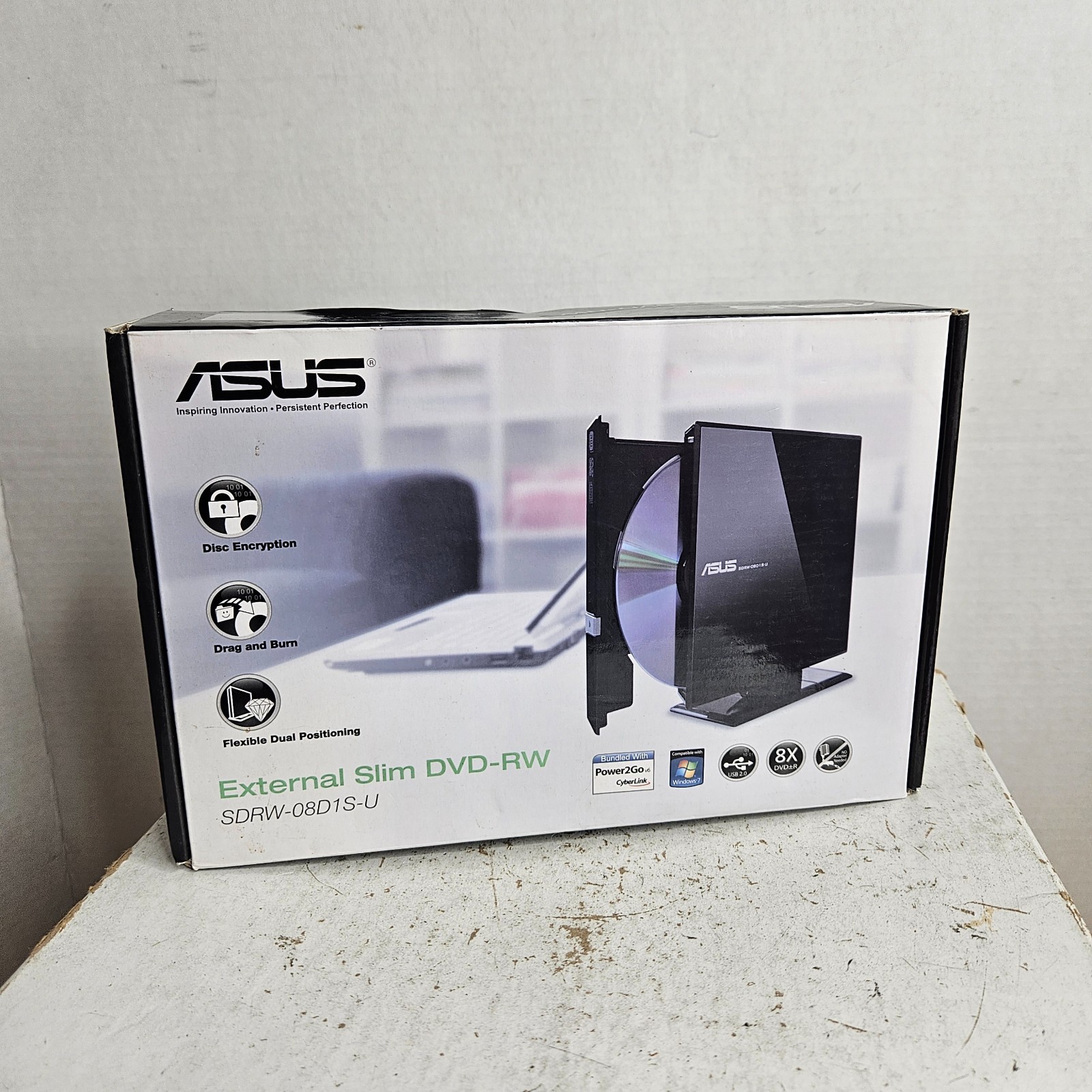 ASUS SDRW-08D1S-U External Slim DVD CD Multi-Recorder Drive RW