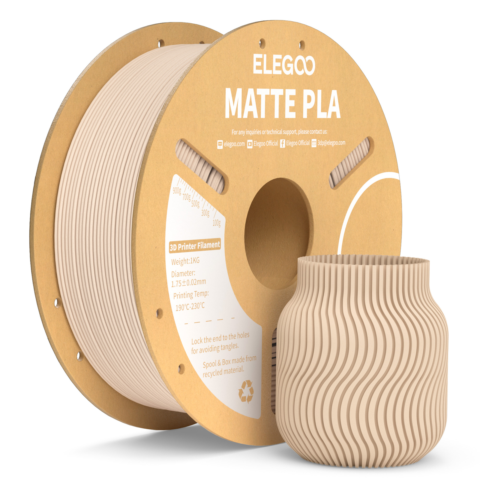 【Buy 5 Pay 3】ELEGOO PLA Matte Filament 1.75mm Fit for Most FDM 3D Printers