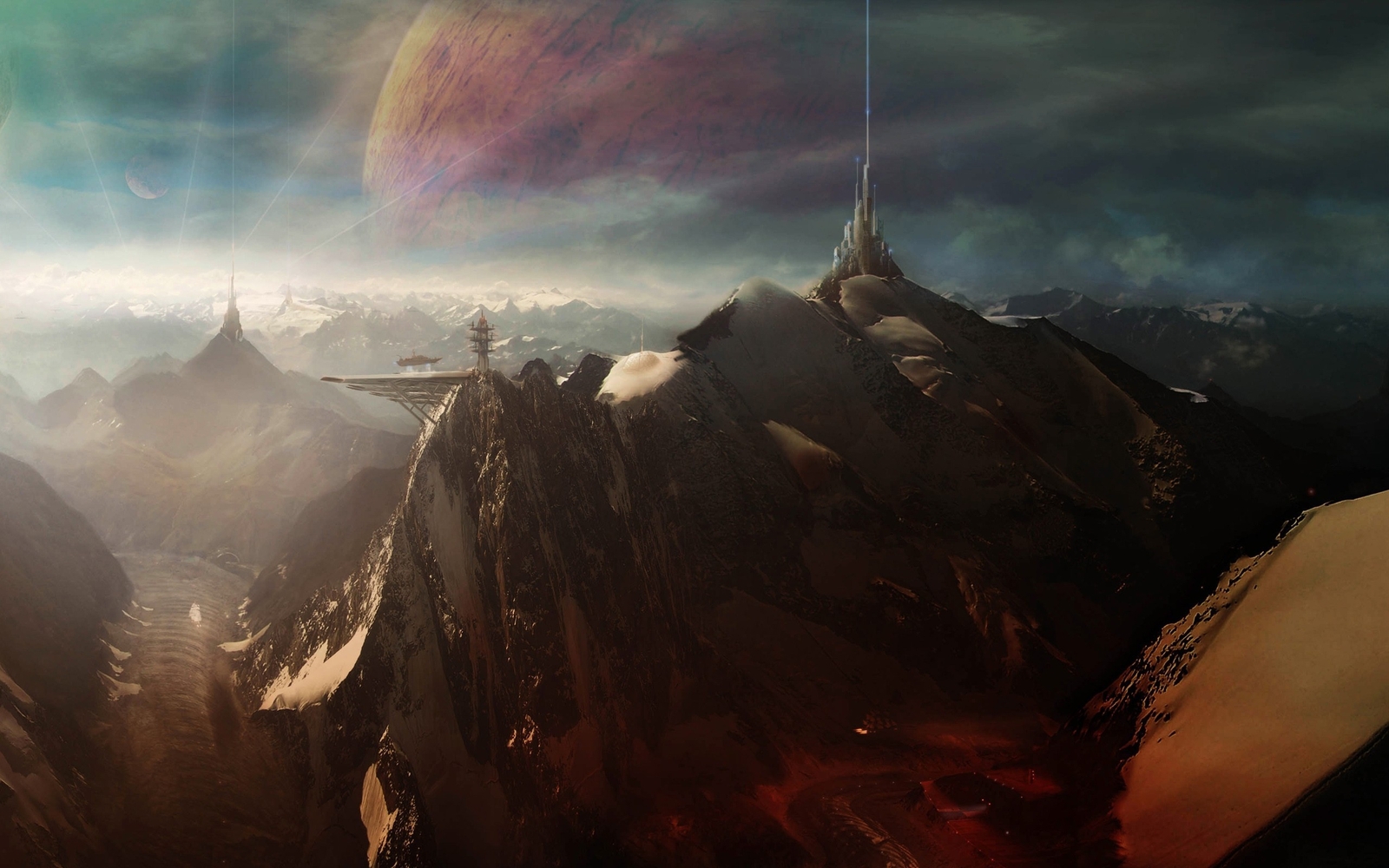 Landscape science fiction planet mountains futuristic Custom Gaming Mat Desk