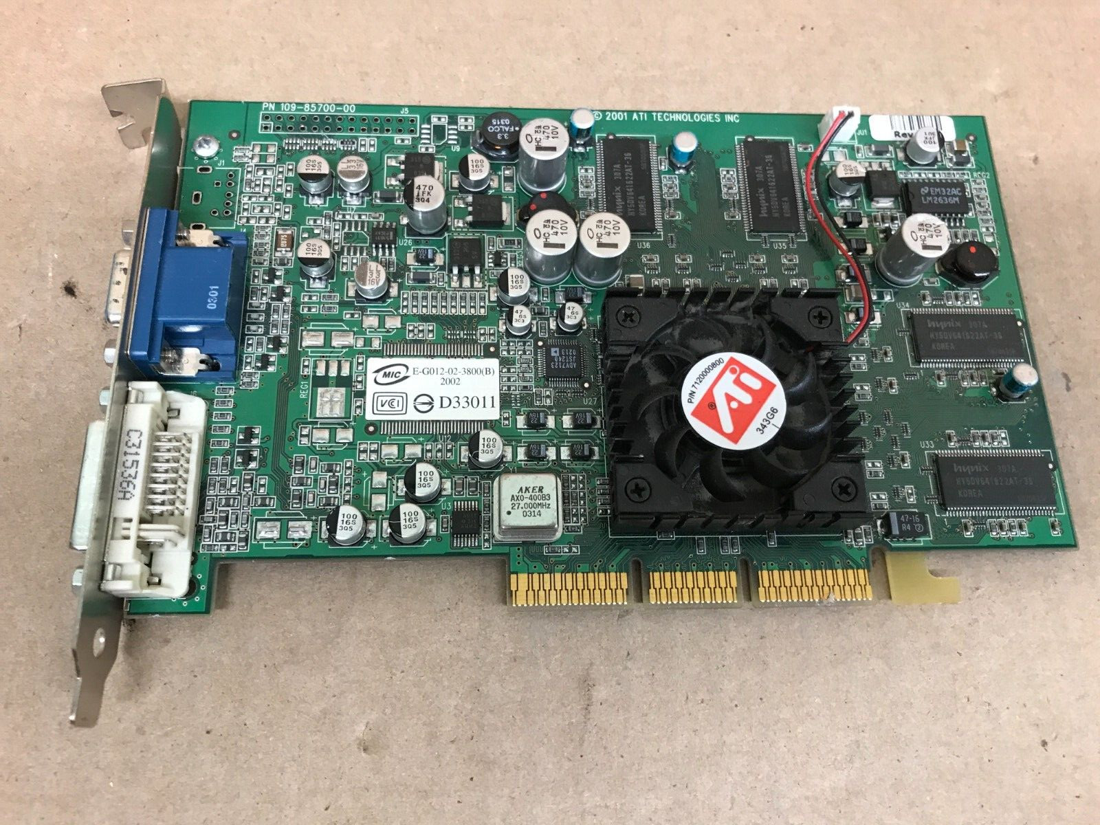 AGP card ATI R200 Fire GL 64MB 4X 109-85700-00 Dell 4Y905 04Y905