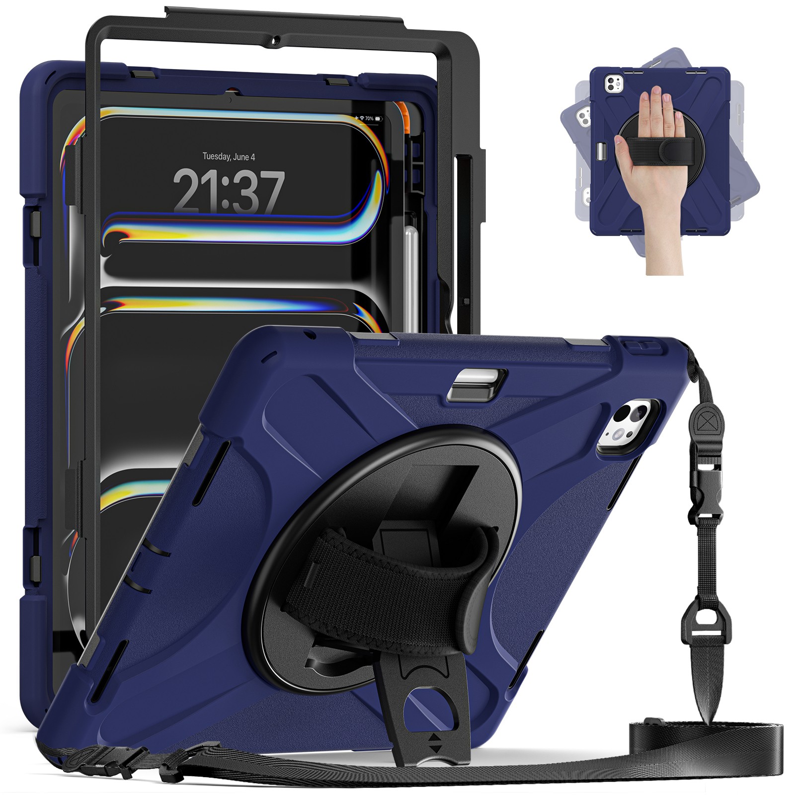 Shockproof Heavy Duty Hand Strap Stand Case Cover Shell for iPad Pro 13" M4 M5