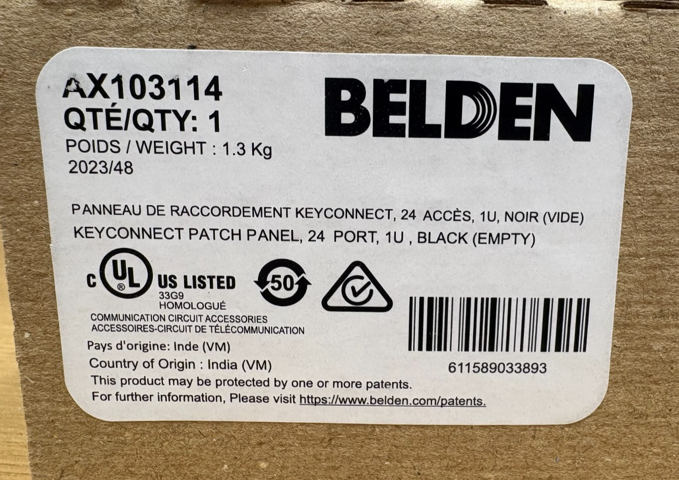 Belden KeyConnect Empty Modular Patch Panel, 24-Port (P/N: AX103114)