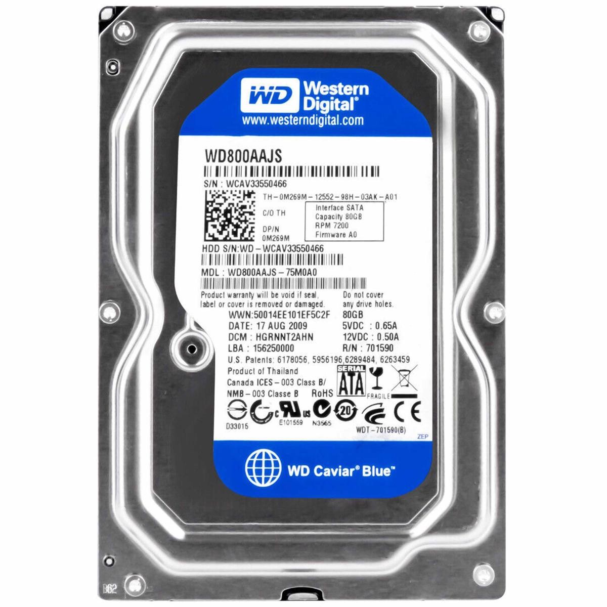 WD WD800AAJS Hard Disk HDD 80GB SATA 3.5" Desktop Computer Fixed DVR NAS PC