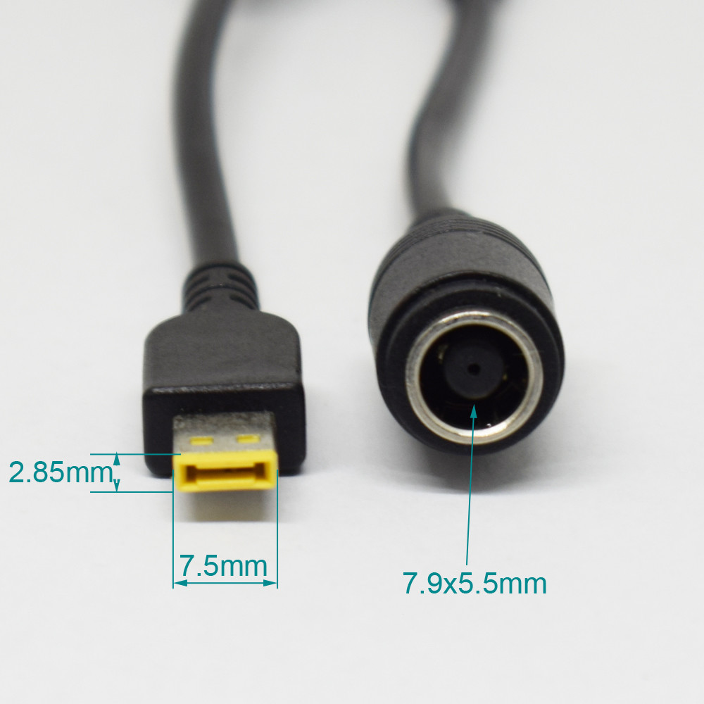 100pcs 7.9x5.5mm Round Female to Square Adapter Cable for Lenovo Thinkpad Laptop