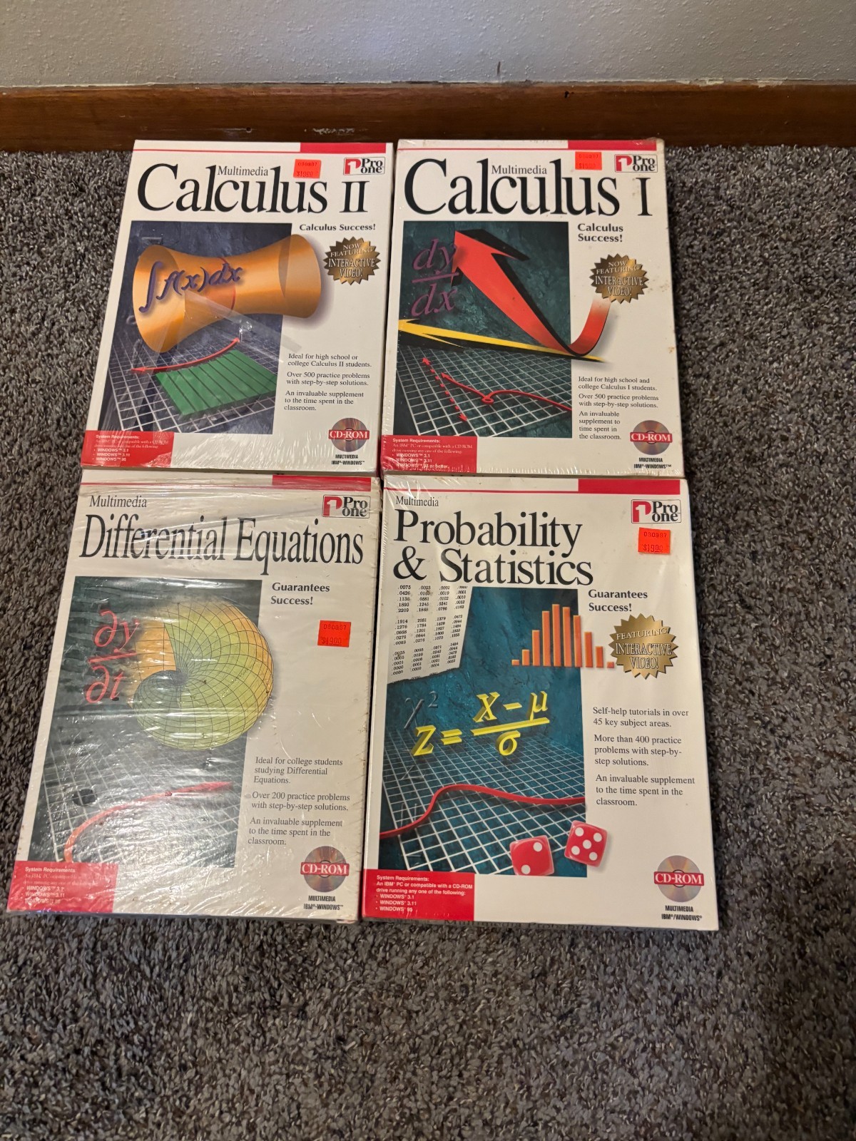 4 VINTAGE Pro One Calculus I & II MULTIMEDIA  CD-ROM for IBM WINDOWS STATISTICS