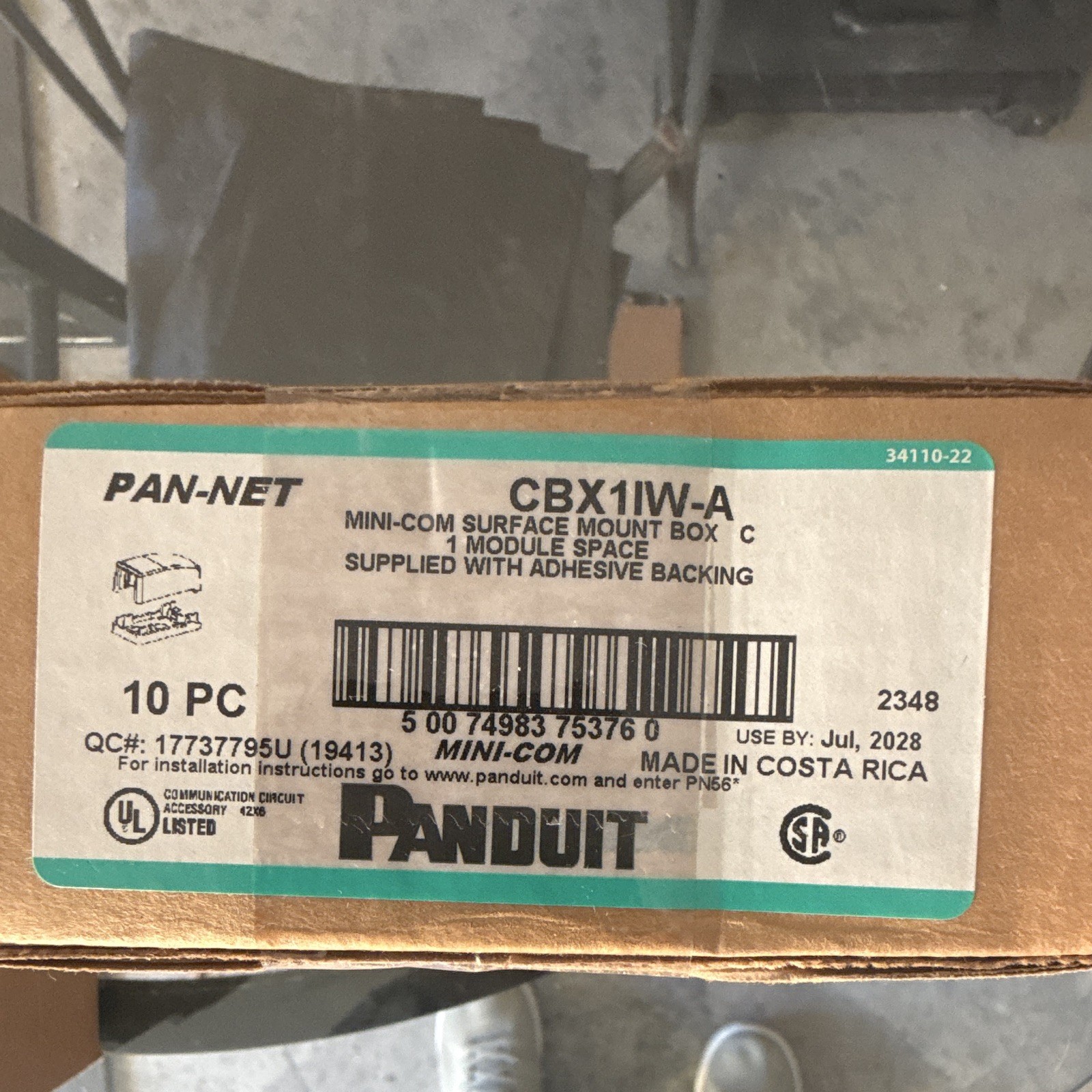 Panduit CBX1IW-A Pan-Net Mini-Com Surface Mount Box, Adhesive, White 10 Pack