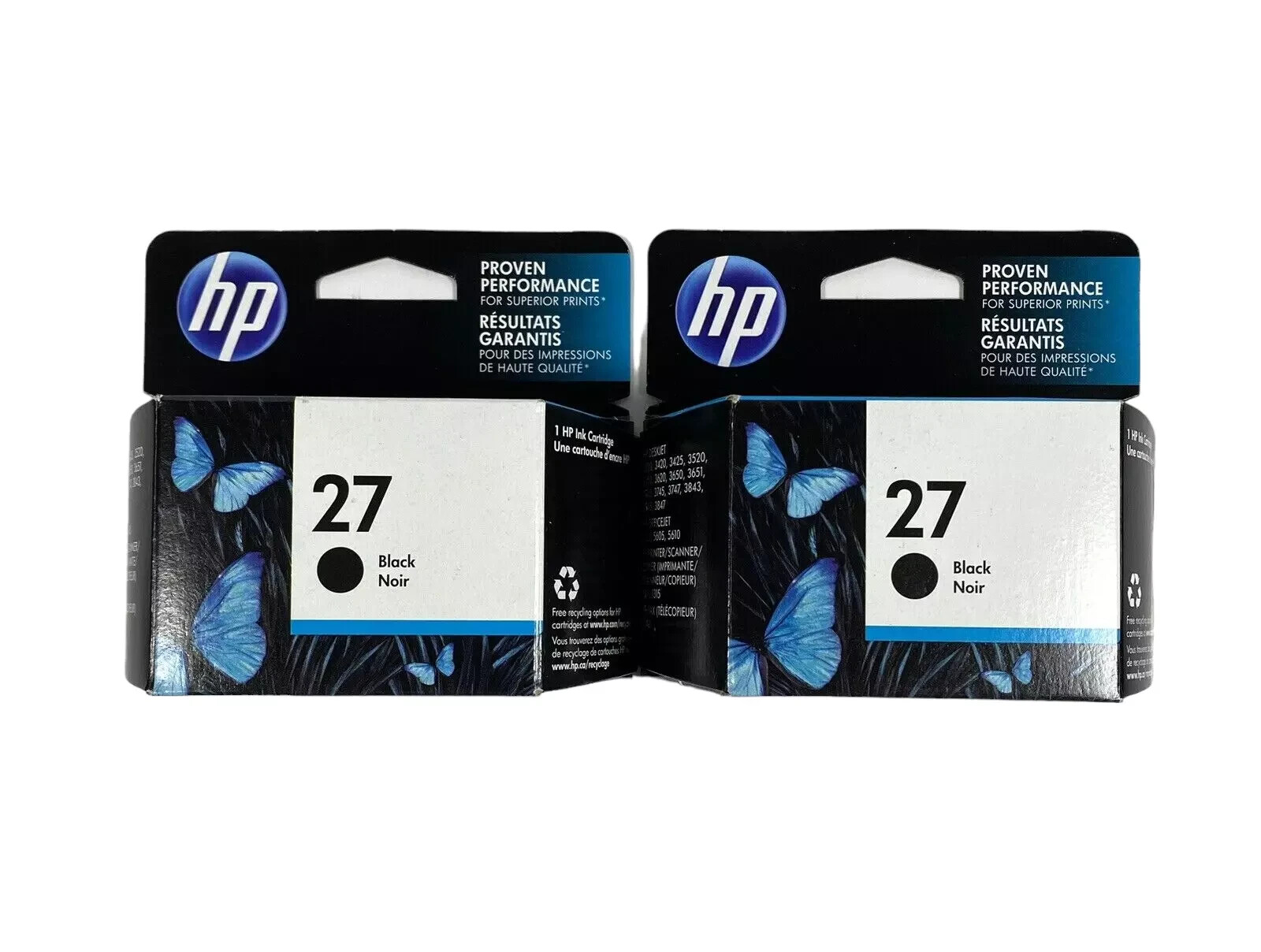 2 Pack HP 27 C8727AN Black Ink Cartridge Genuine New