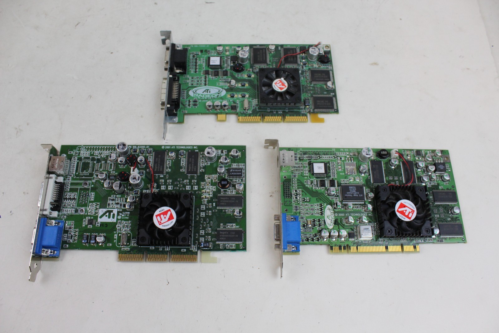 Lot of 3 vintage Video cards GPU PC ATI Radeon Rage 6 