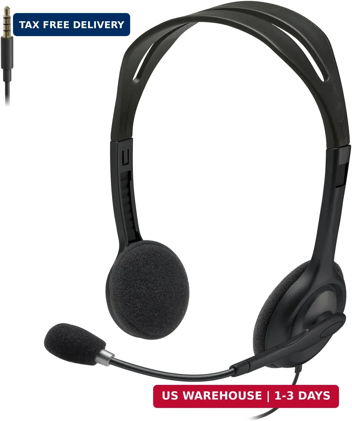 Logitech H111 Stereo Headset with 3.5 mm Audio Jack - Black