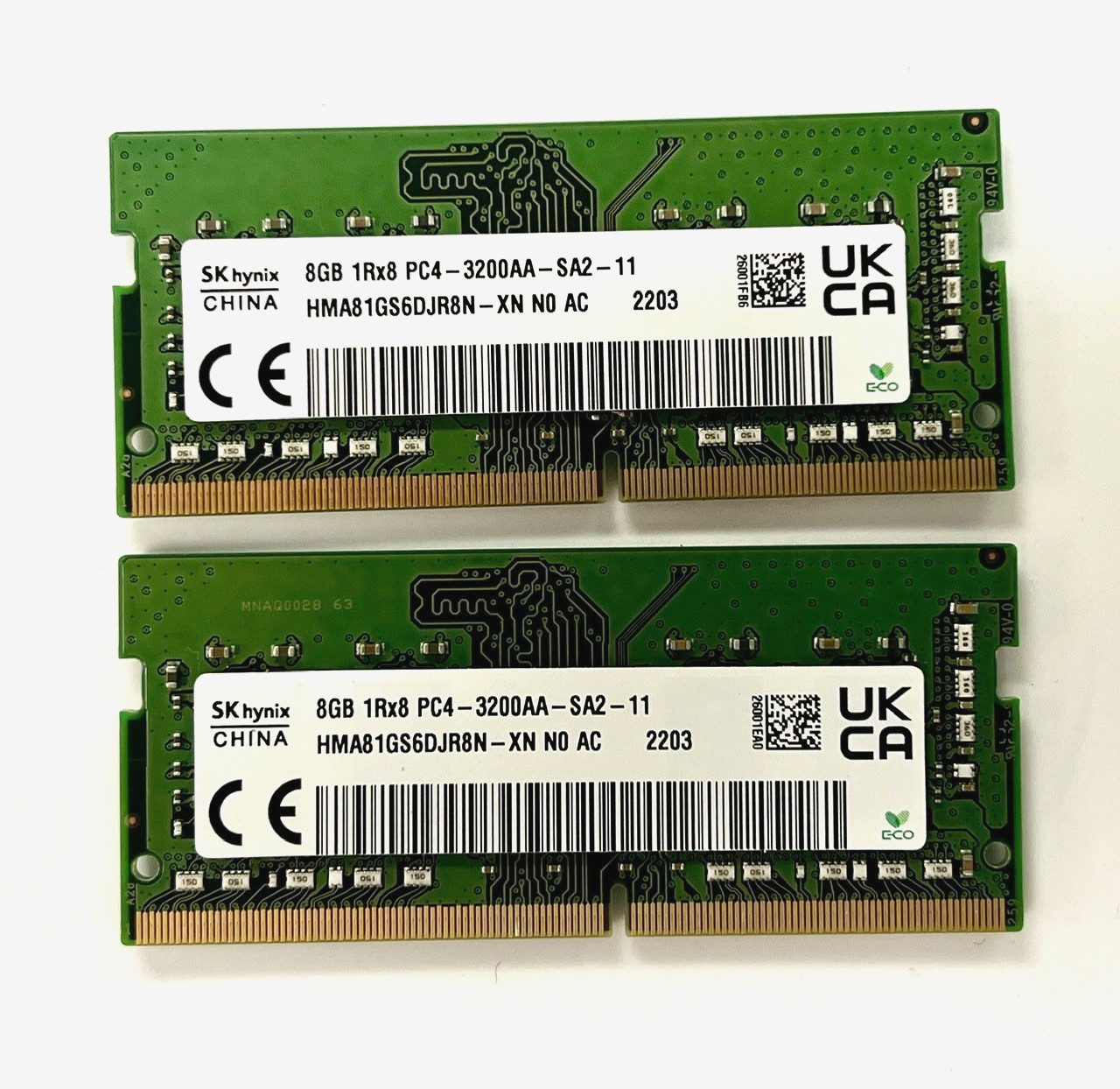 SKhynix 16GB (2x8GB Modules) HMA81GS6DJR8N L46598-005 DDR4  PC4-3200 Memory RAM