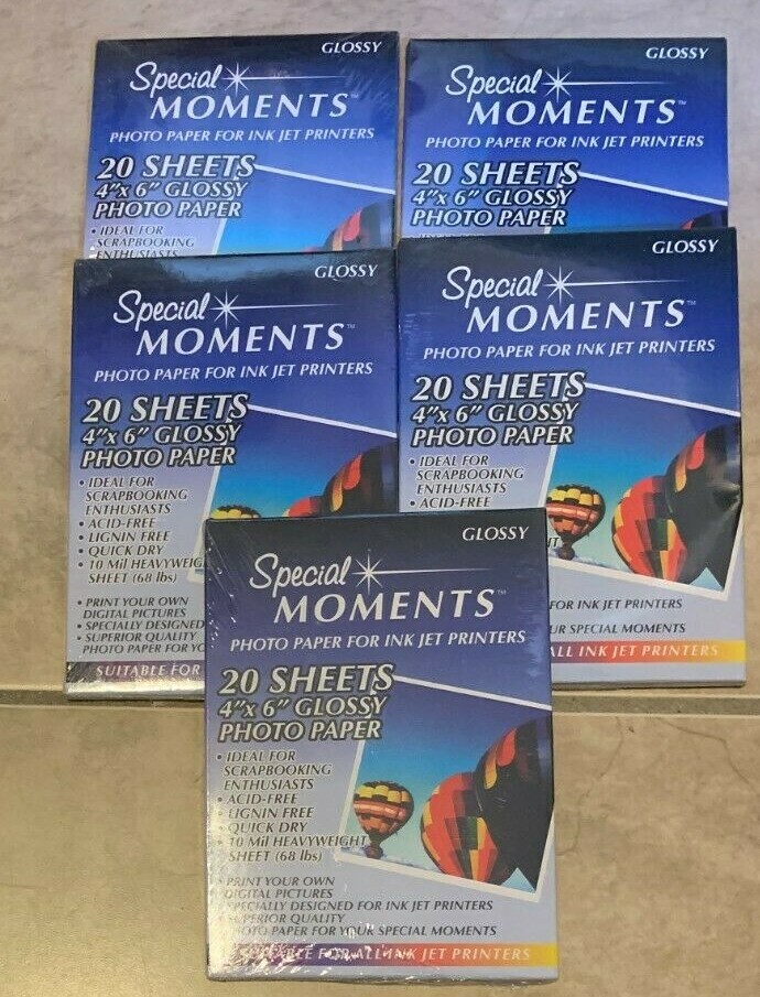 HUGE LOT 10 Packs 4"x6 Photo Paper Glossy 20 Sheets /pack 200 Total NEW AcidFree
