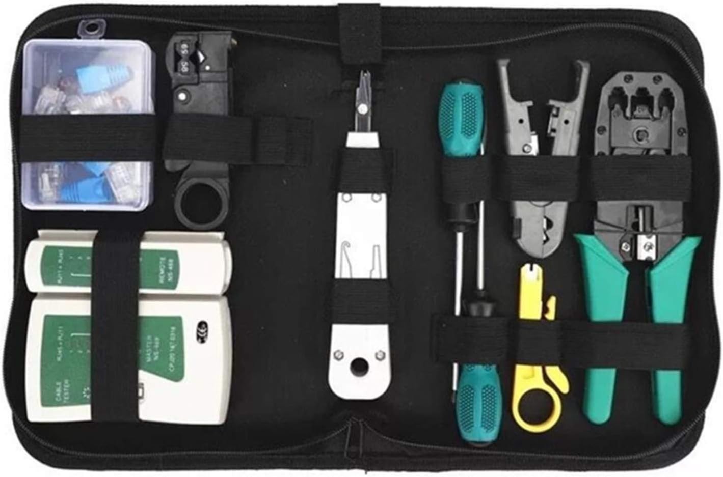 Network Tool Kit for Cat5 Cat5e Cat6, 11 in 1 Portable Ethernet Cable Crimper