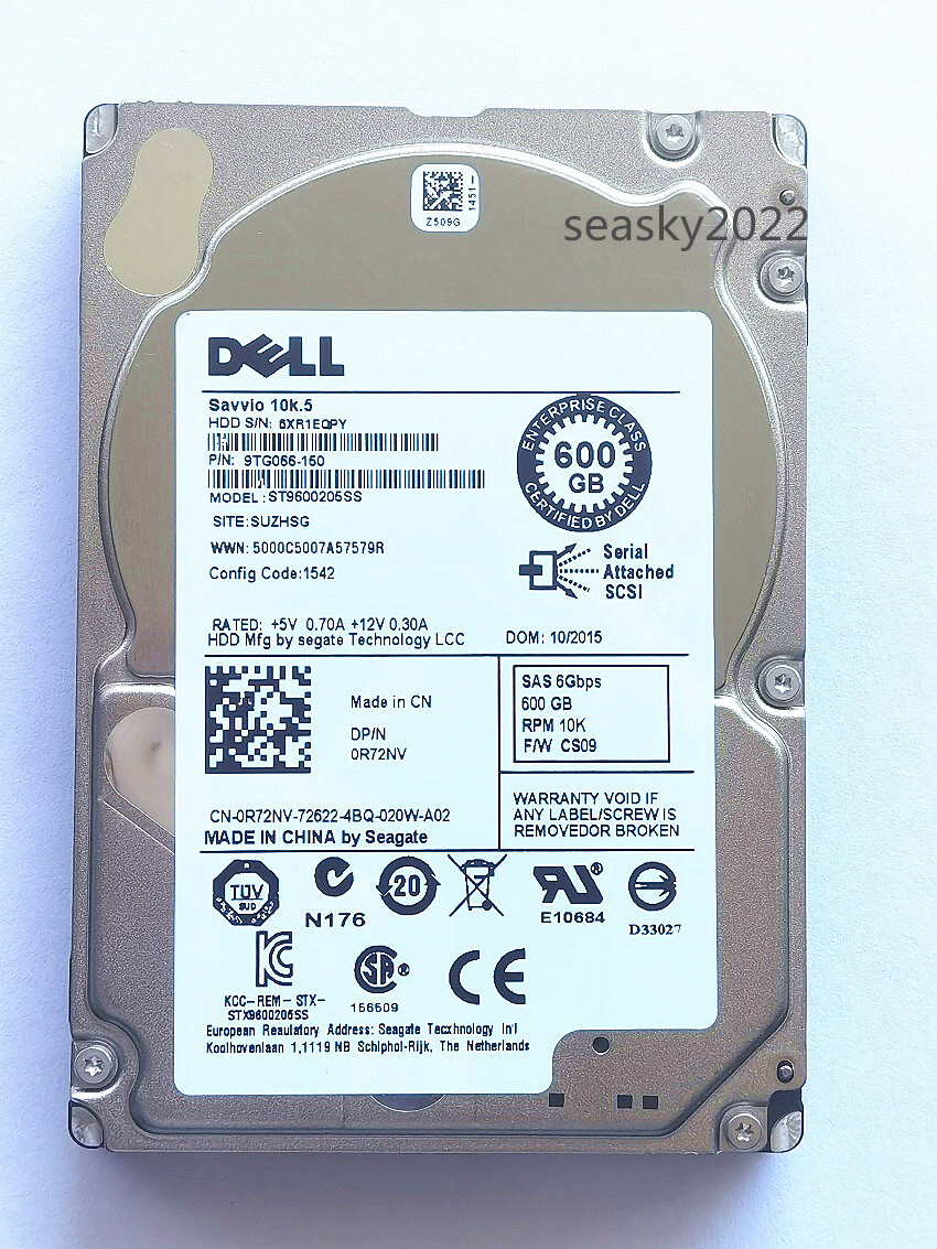 NEW DELL 600GB ST9600205SS R72NV 10K .5 6Gbps 2.5" 6Gbps SAS HDD HARD DRIVE