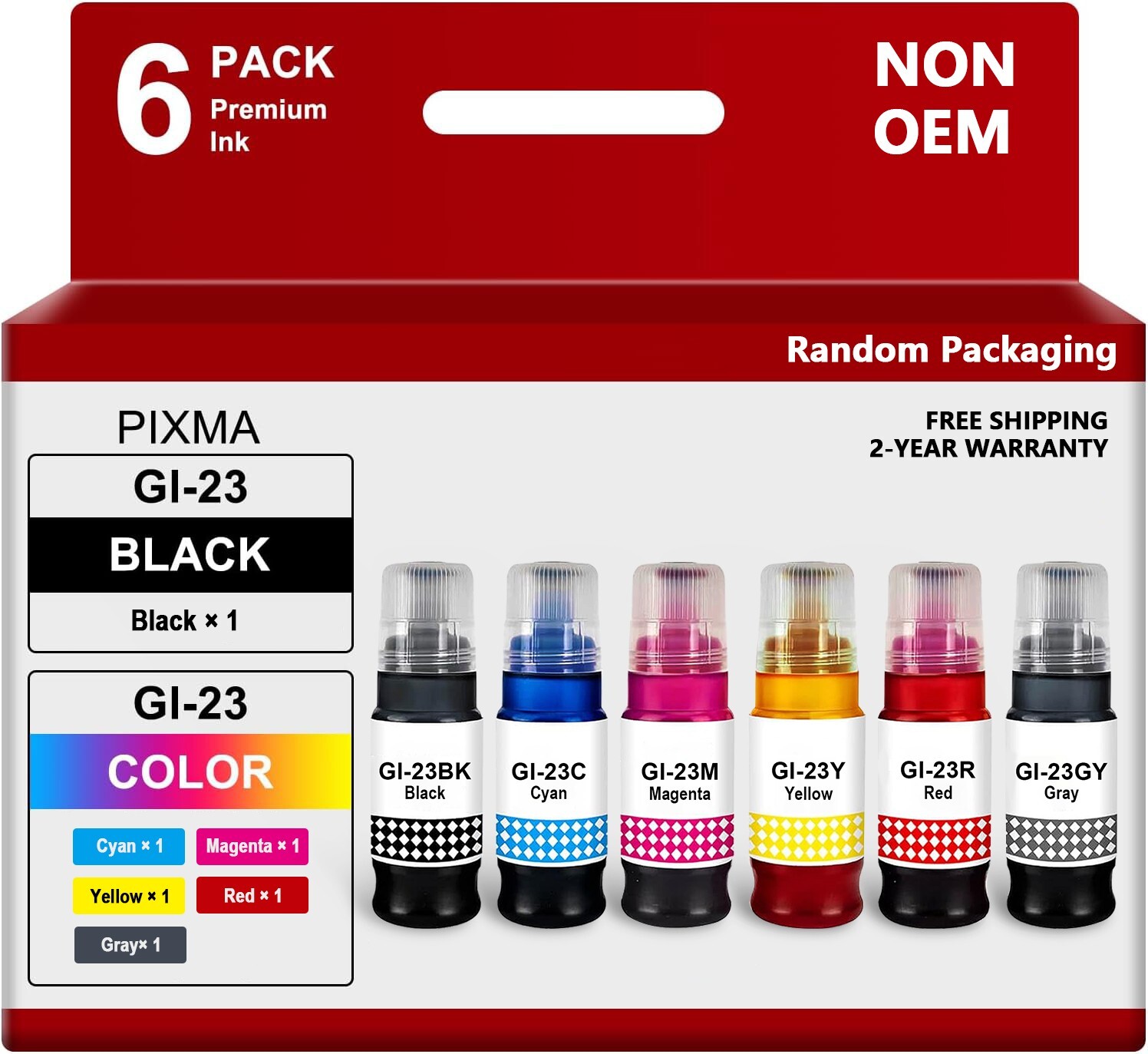 FADSOON® GI23 GI-23 Ink Bottle Replacement for Canon PIXMA G520 G620 Printer